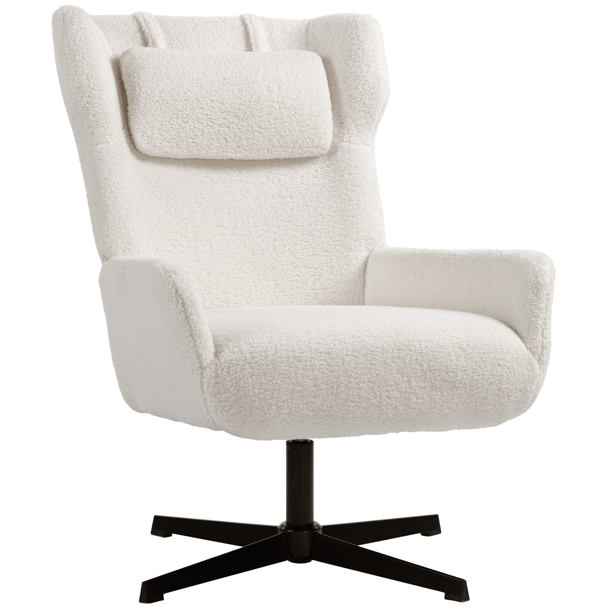 HOMCOM accentstoel polsterfauteuil fleece bekleding draaivoet metalen frame crème Sherpa fleece 360° draaibaar | Aosom.nl