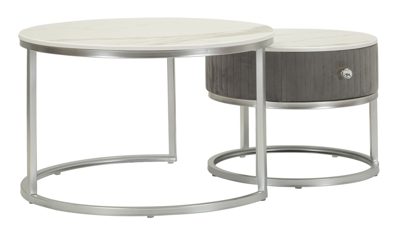 Mauro Ferretti Set De 2 Masute De Cafea Grays Cm Ø 70X45-50X38 | Aosom Romania