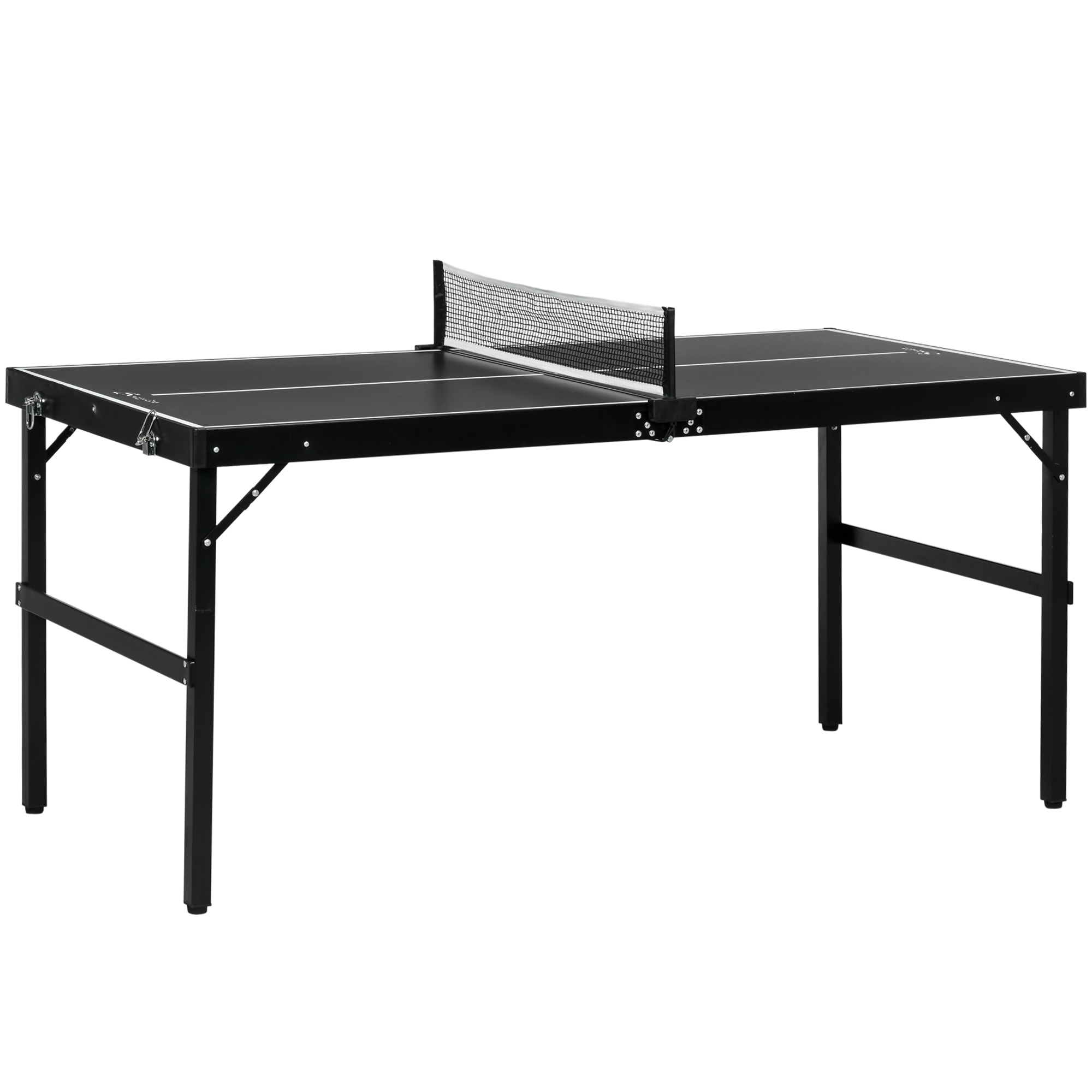 SPORTNOW 5ft Mini Table Tennis Table, Folding Ping Pong Table with Net and Aluminium Frame, Portable Ping Pong Game Set for Indoor Outdoor Use, Black