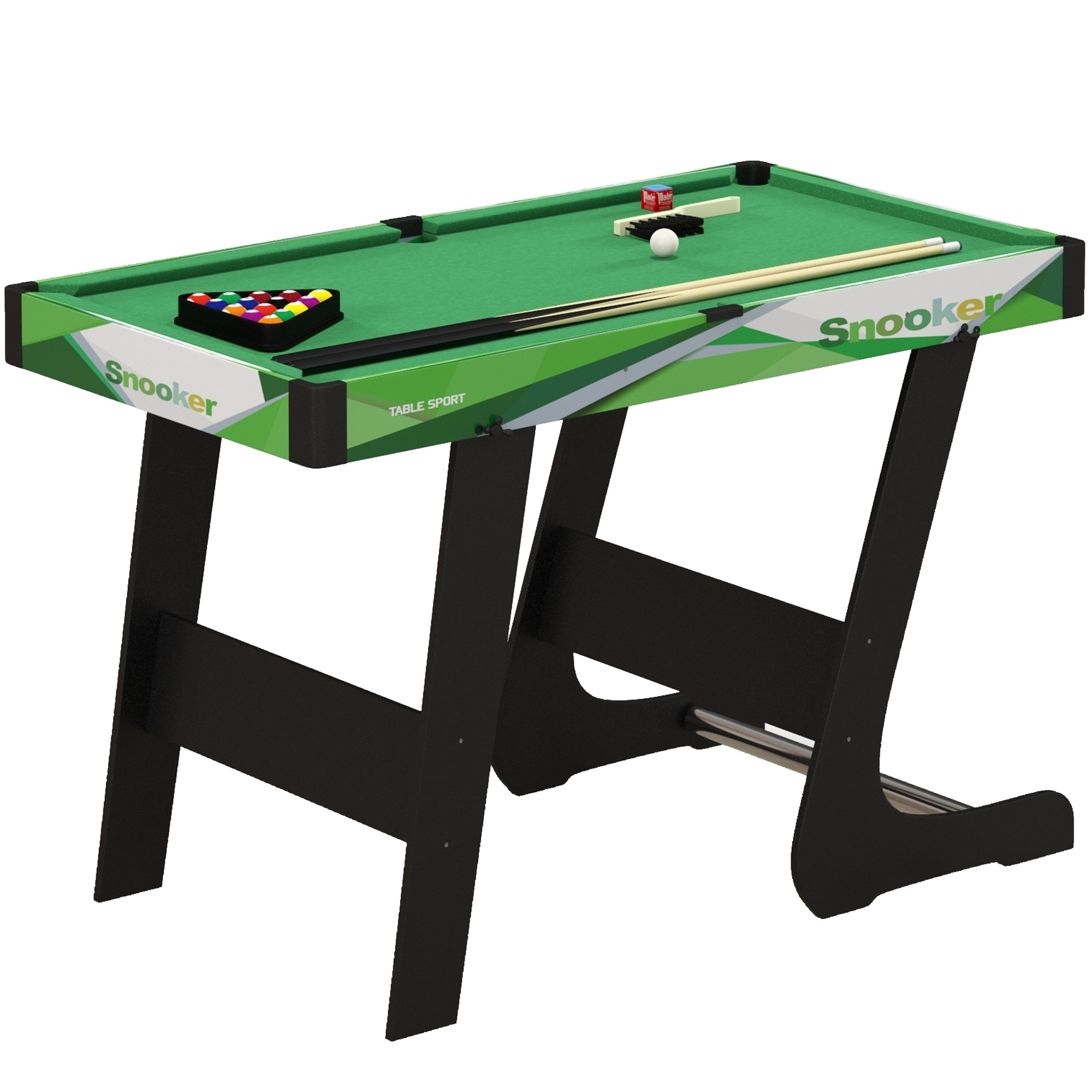 SPORTNOW Tavolo da Biliardo Pieghevole con Stecche, Palle e Triangolo per Adulti e Bambini da 12 Anni, 104x55.5x68 cm    Aosom Italy