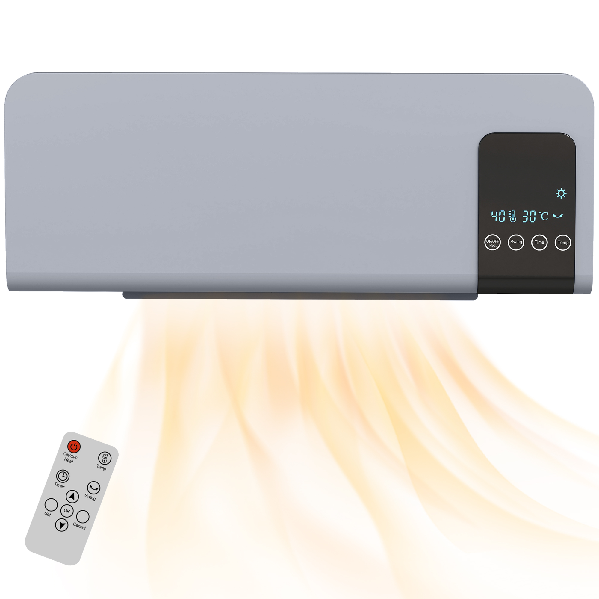 HOMCOM Elektrischer Heizlüfter Energiesparend, 1000W/2000W, Wandmontierter günstig online kaufen