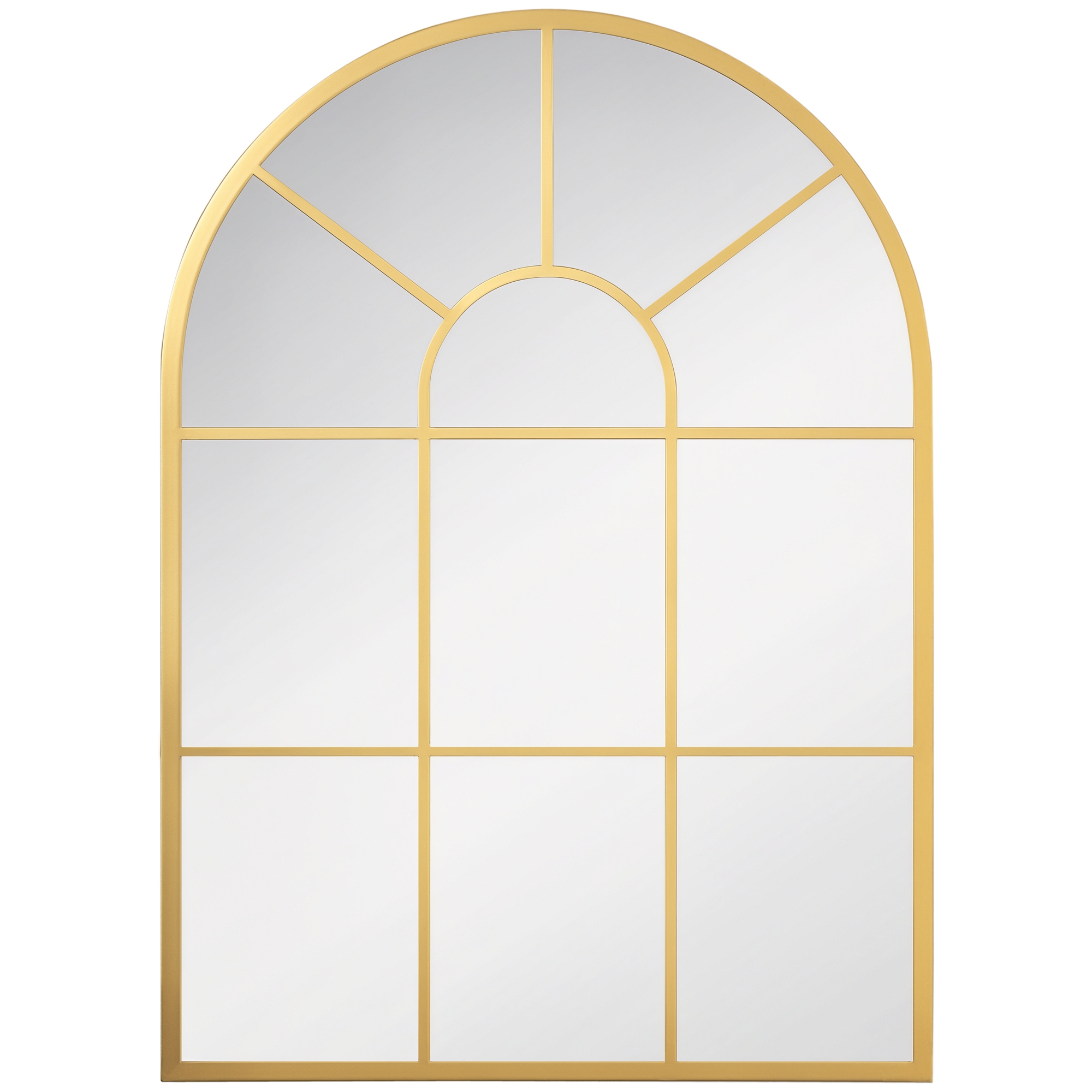 HOMCOM Oglindă murală din metal cu ramă aurie în formă arcuită - 70 x 50 cm - decor pentru intrare, dormitor, living | Aosom Romania