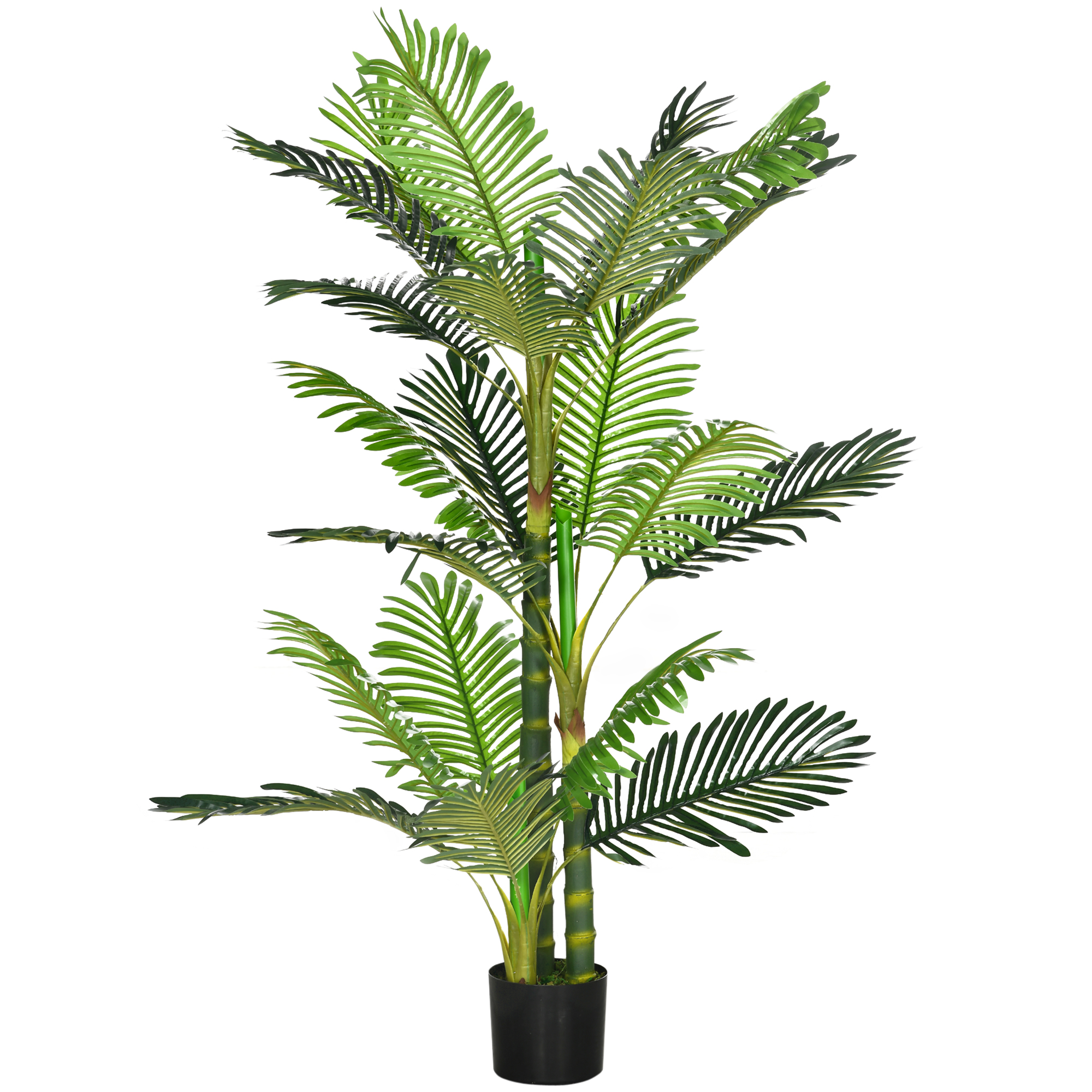 HOMCOM Plantă Artificială, palmier artificial, inclusiv ghiveci; 19,5 cm x 19,5 cm x 150 cm, Verde + Negru | Aosom Romania