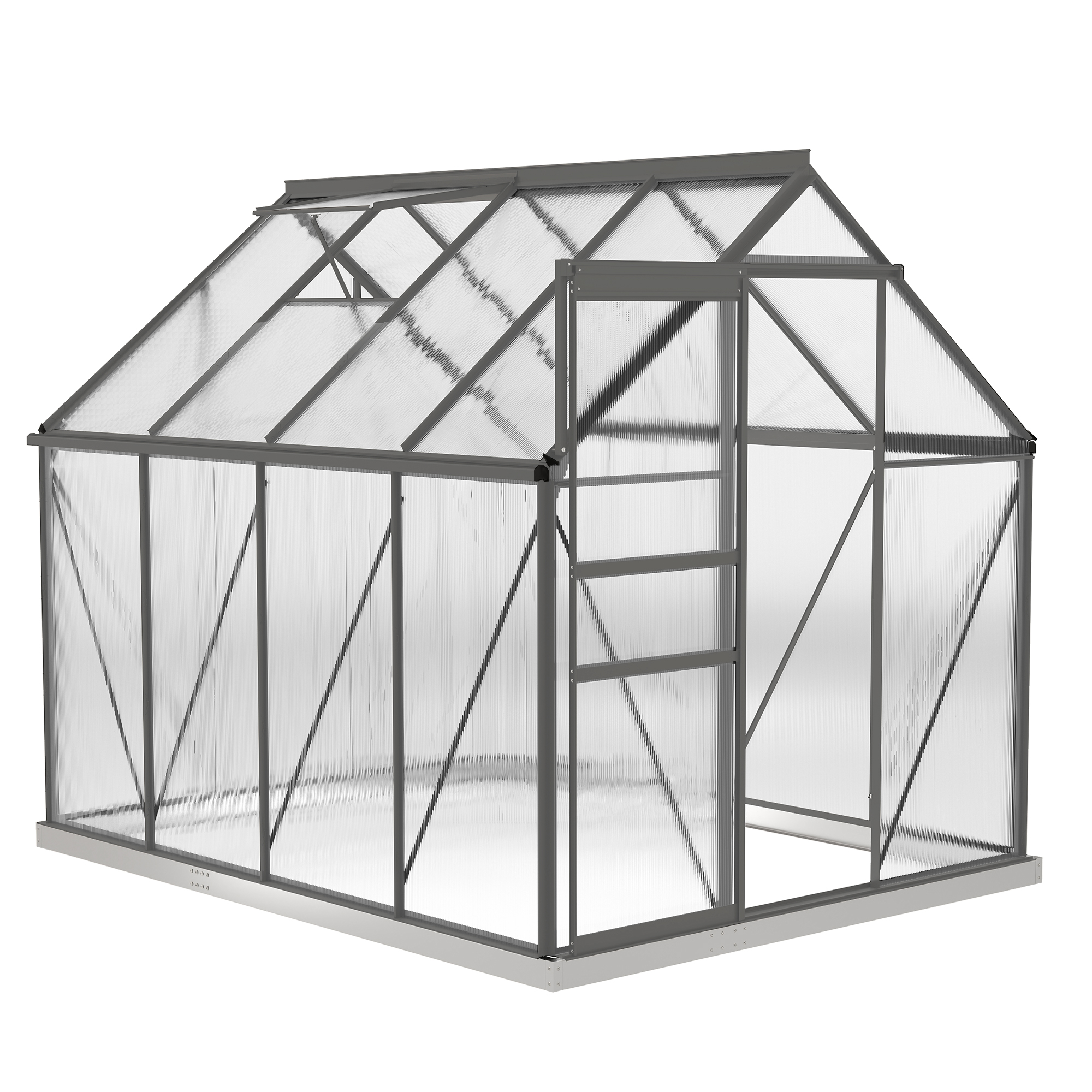 Outsunny Gewächshaus aus Polycarbonat 4,8 m² Maße 1,9L x 2,53B x 1,99H m mi günstig online kaufen