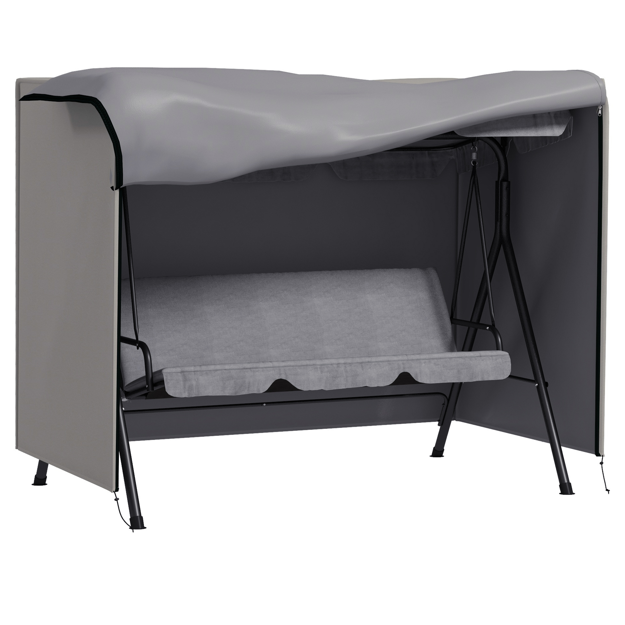 Outsunny Husă de Protecție balansoar de Grădină 3 Locuri pânză impermeabilă dim. 2,05L x 1,24l x 1,64H m Poliester Gri | Aosom Romania