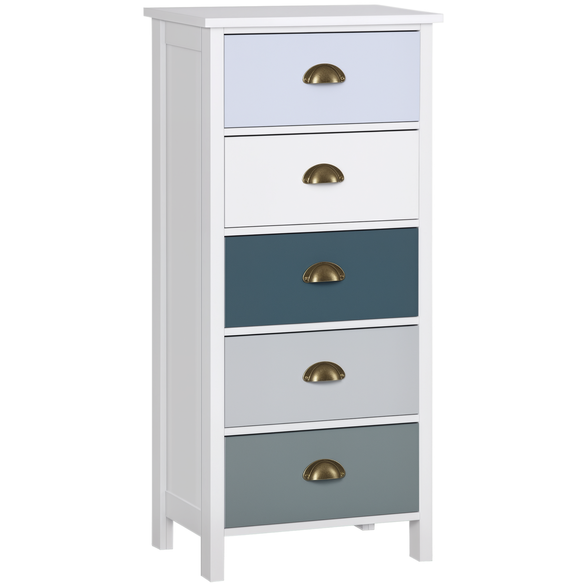 HOMCOM Mobile Cassettiera con 5 Cassetti Colorati, Comò Alto e Salvaspazio, Multicolore Blu   Aosom Italy