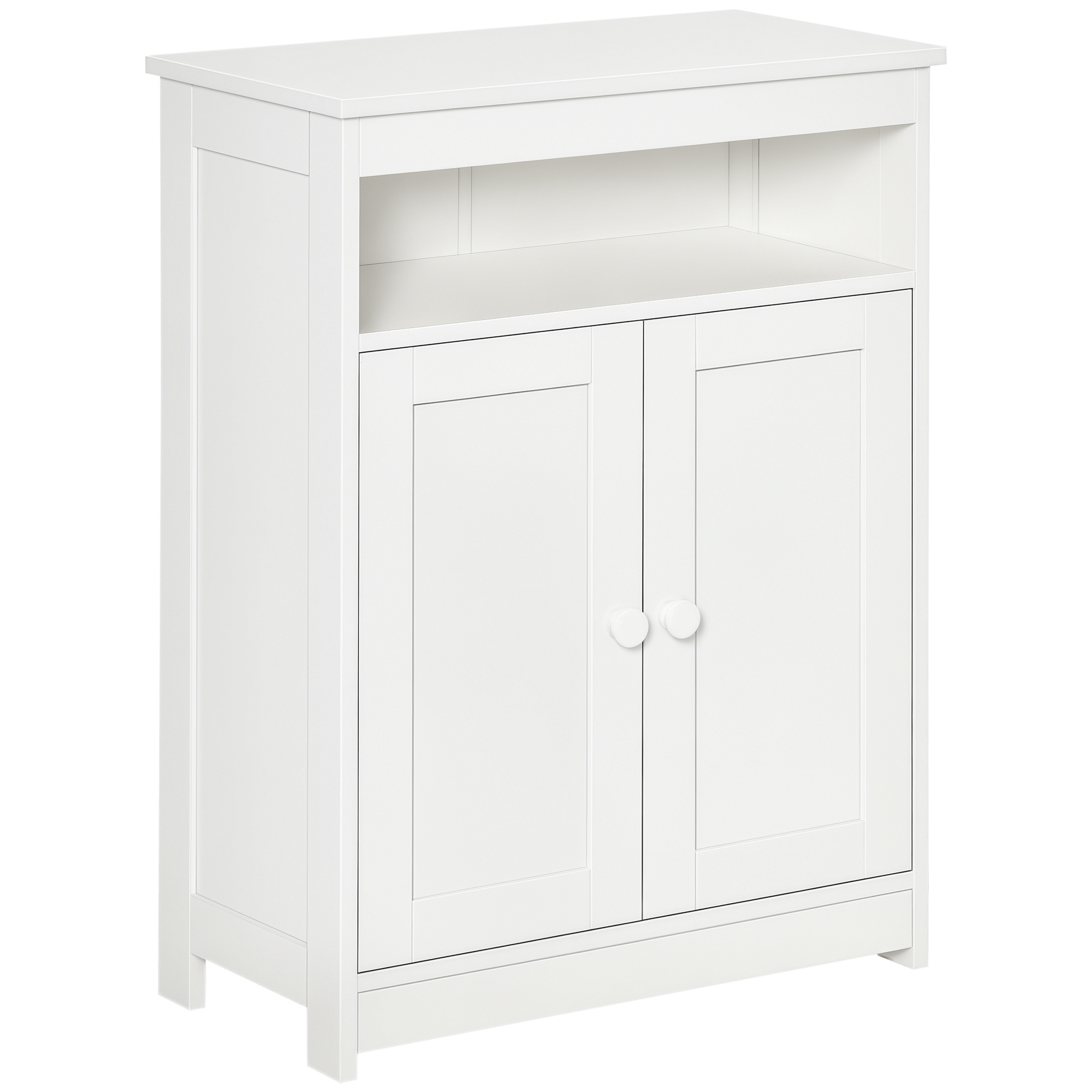 HOMCOM Dulap Auxiliar de Baie cu 2 Uși Raft Interior Ajustabil și Compartiment Deschis Mobilier de Baie pentru Sufragerie Bucătărie 60x30x80 cm Alb | Aosom Romania