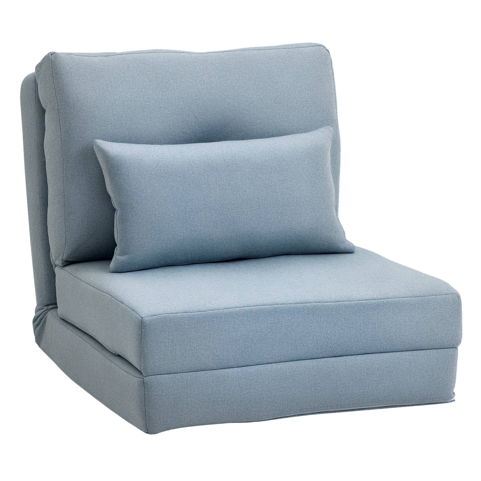 HOMCOM Fotoliu de podea Pat pliant cu saltea pliantă, design 2 în 1, pernă detașabilă, 60 x 80 x 56 cm, Himmelblau | Aosom Romania