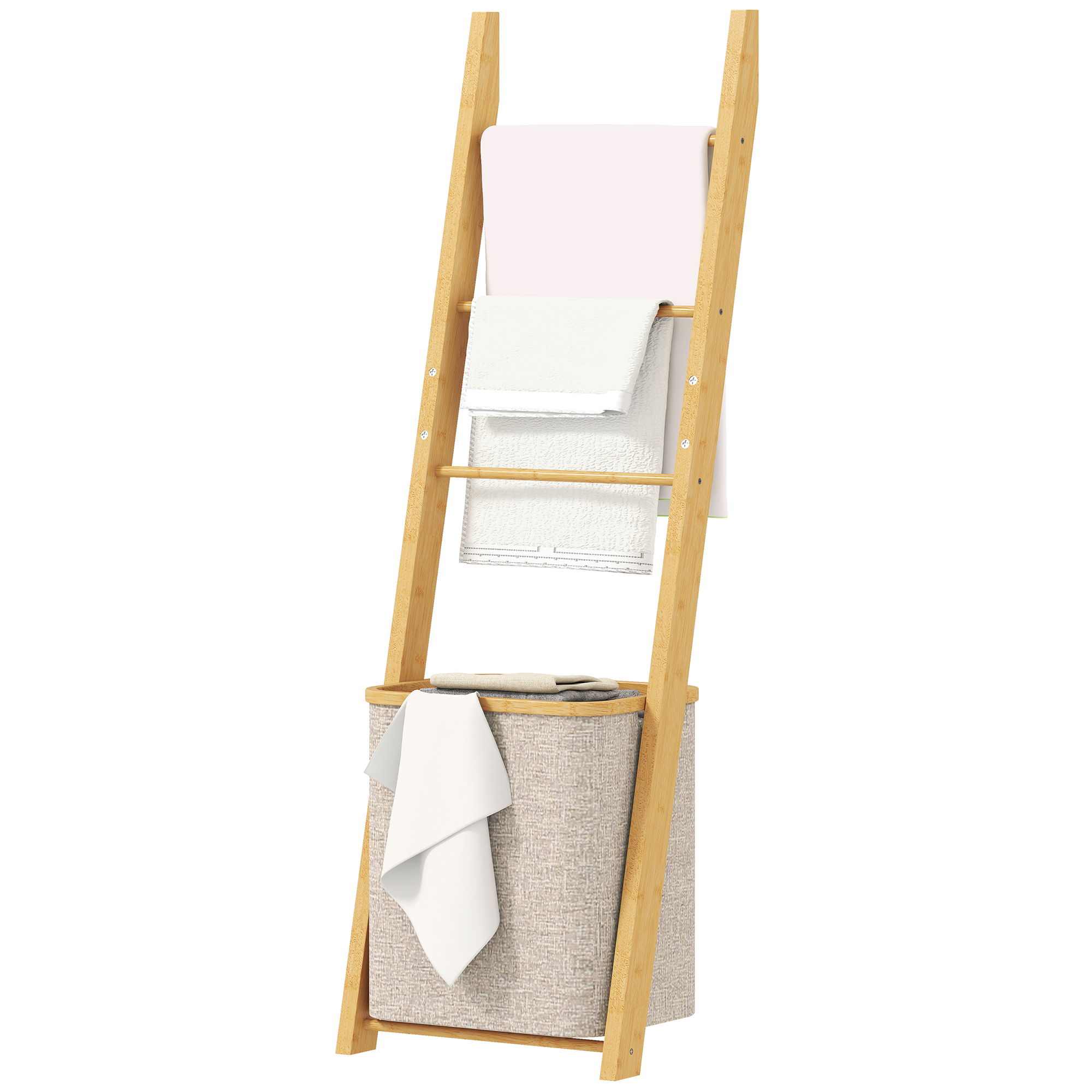HOMCOM Étagère Bambou Salle de Bain avec Porte-Serviettes 48L