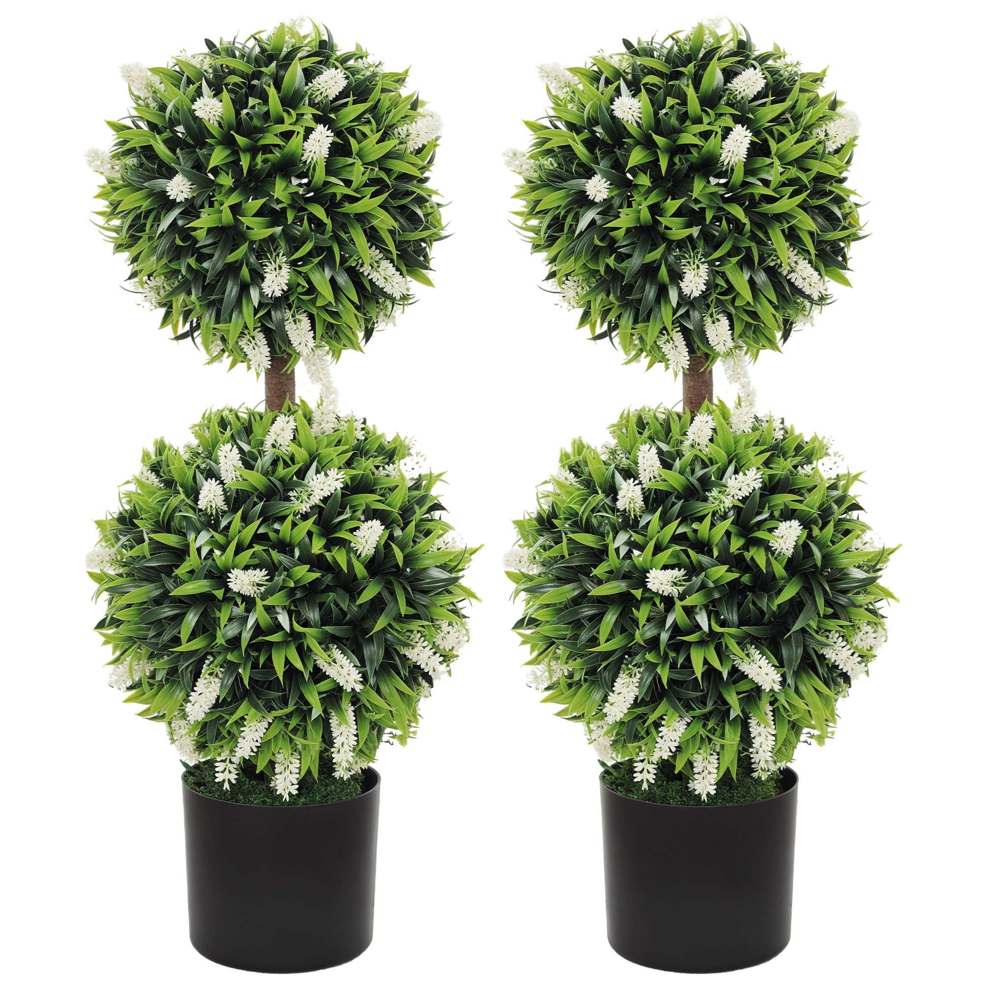 HOMCOM Set 2 plante artificiale, rezistente la UV, în ghiveci cu flori, 70 cm plantă de interior pentru sufragerie, grădină | Aosom Romania