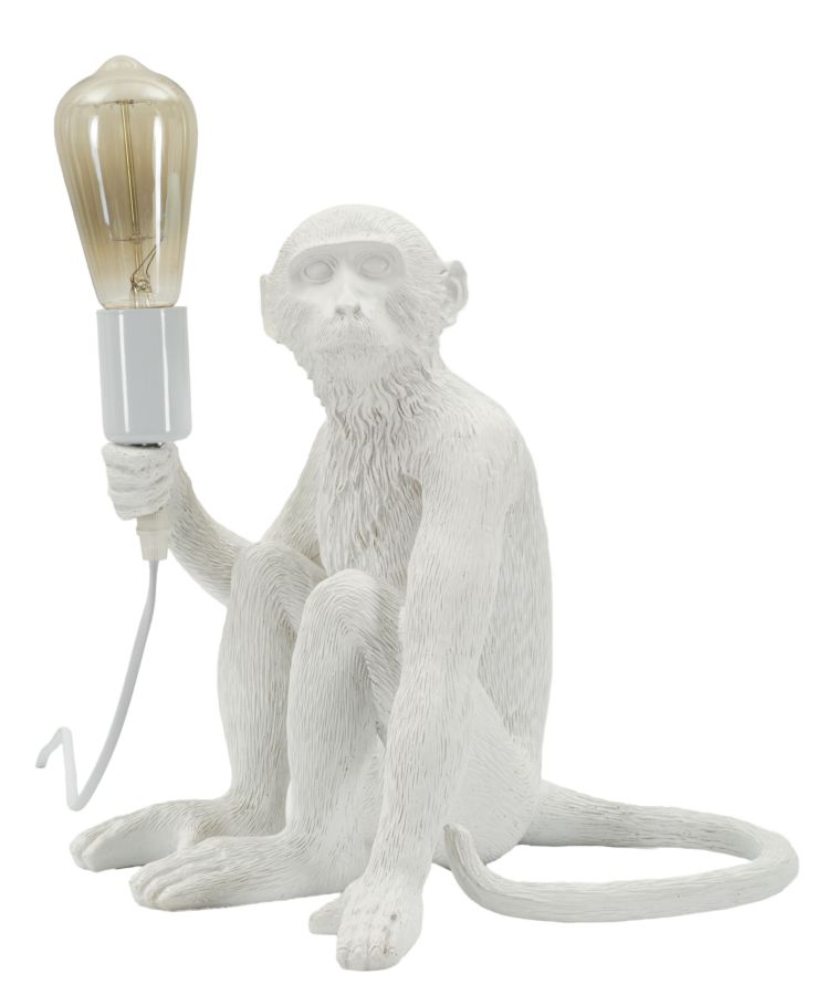Mauro Ferretti Lampă De Masă Design Maimuță Șezută Alb Cm 33X33X30 | Aosom Romania