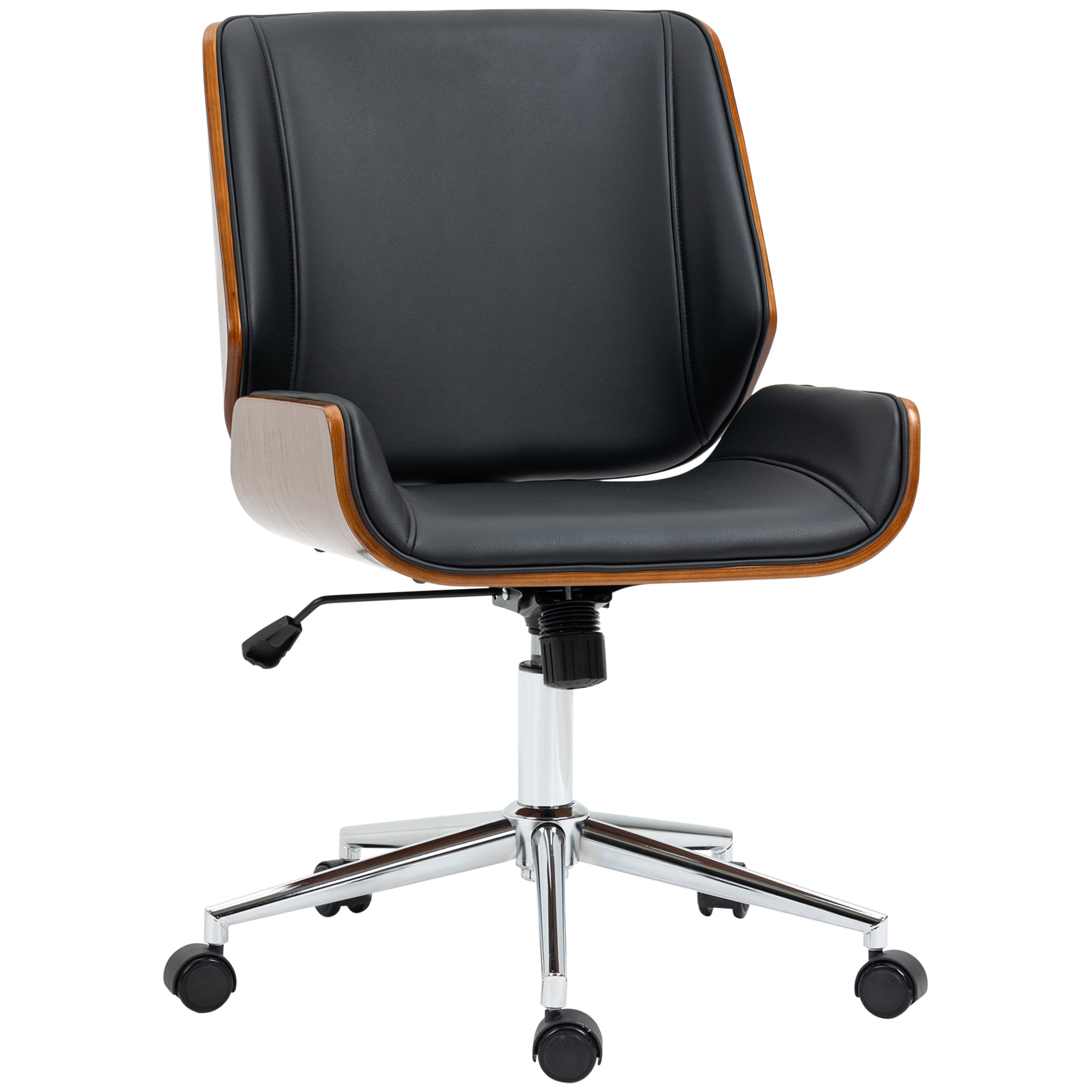 Vinsetto Scaun de birou design vintage înălțime reglabila pivotant 360° picioare cromate 51 x 65,5 x 86-96 cm negru | Aosom Romania