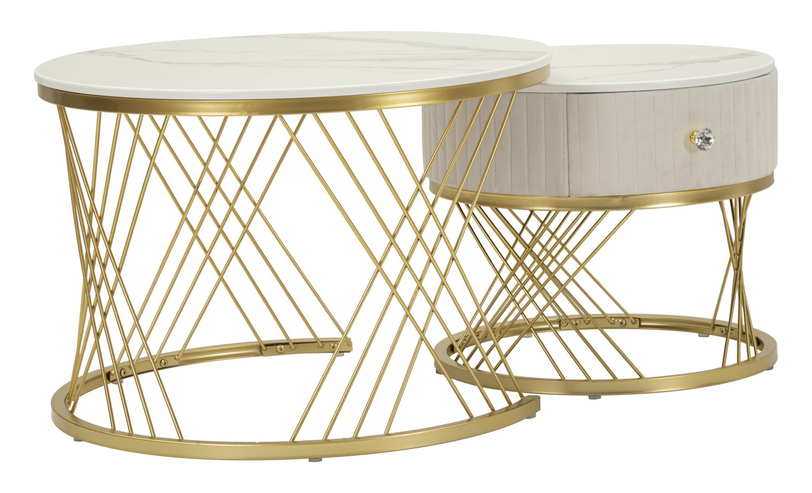 Mauro Ferretti Set De 2 Masute De Cafea Votix, Cm Ø 70X48-50X43,3 | Aosom Romania