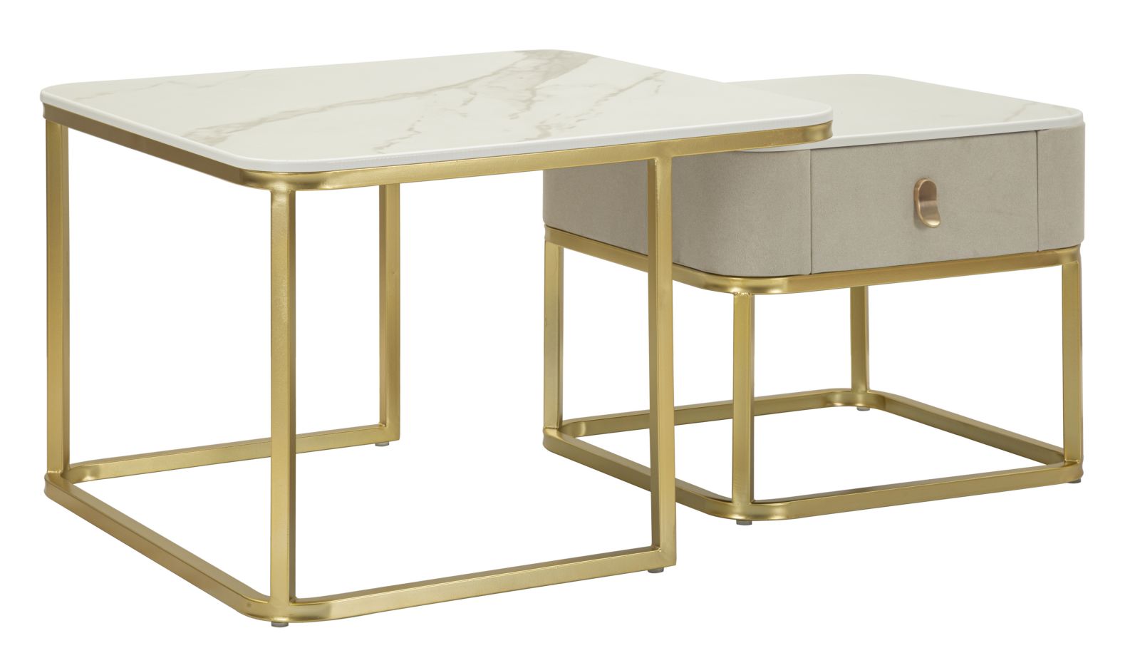 Mauro Ferretti Set De 2 Măsuțe De Cafea Beauty, 70 X 70 X 48 Cm Și 50 X 50 X 43,5 Cm | Aosom Romania