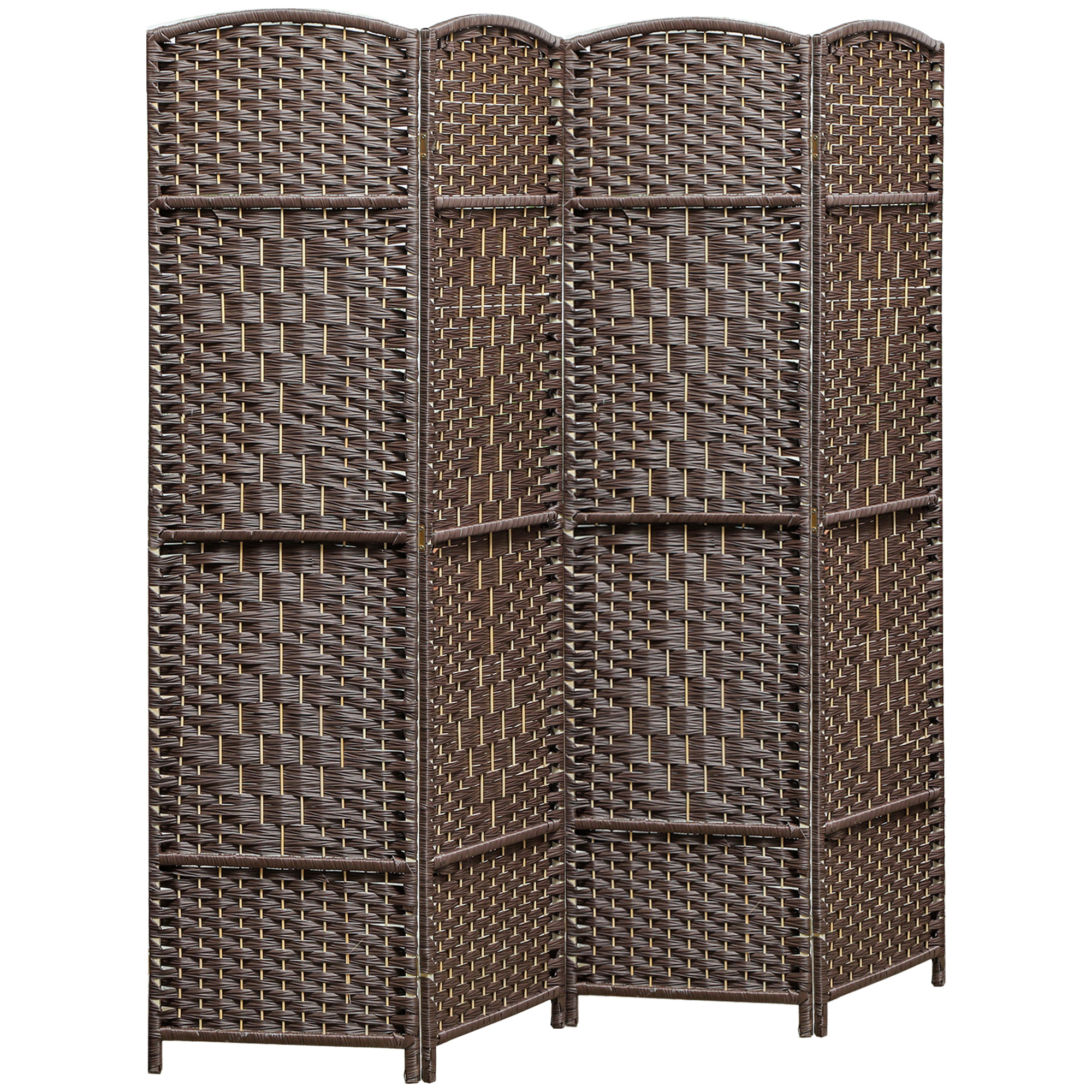 HOMCOM Paravent interior din lemn 4 panouri separator de cameră pliabil pentru sufragerie dormitor 180 x 180 cm maro | Aosom Romania