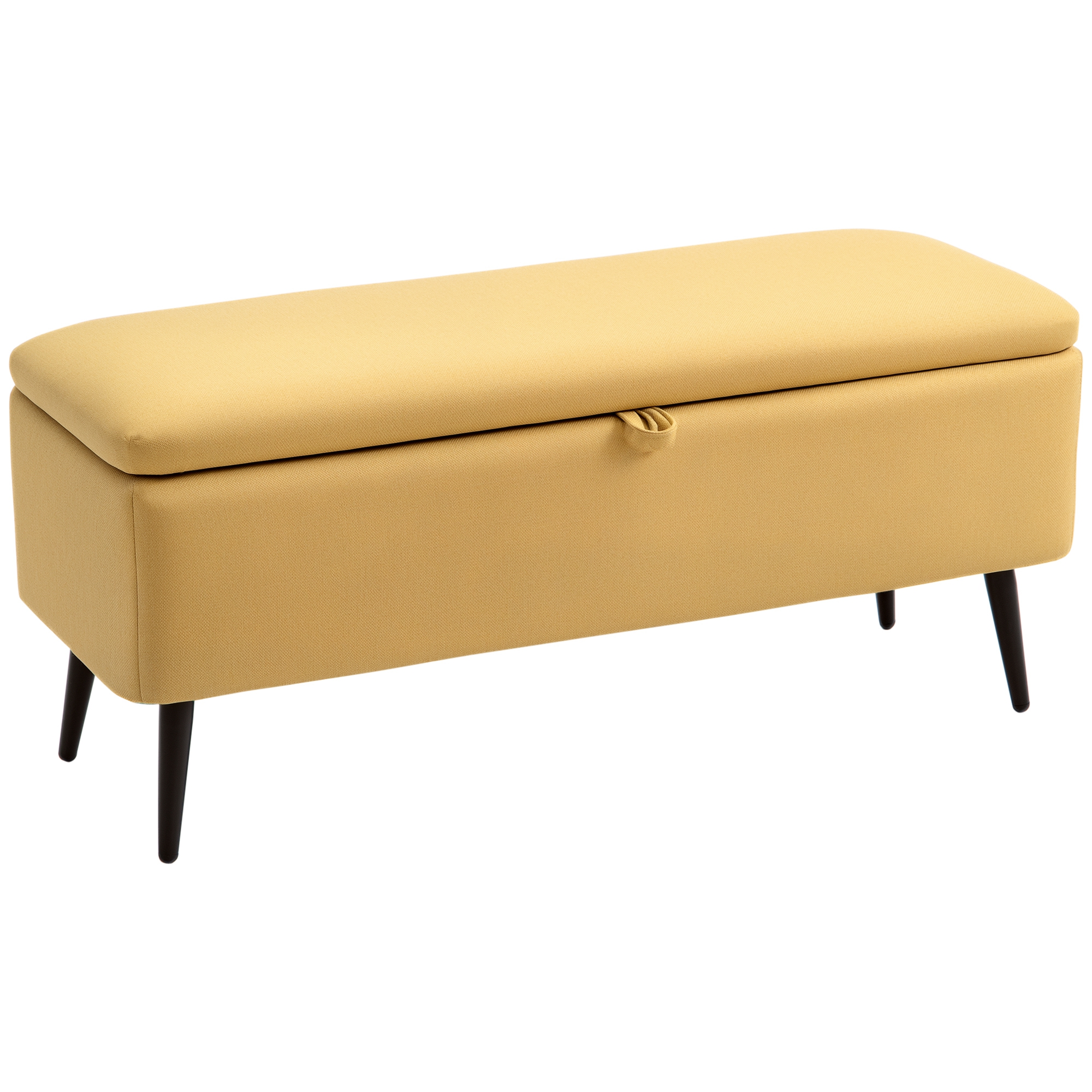 HOMCOM Bancă bancă cu depozitare 2 în 1 din material textil cu picioare din oțel negru 101l x 38,5l x 44,5î galben | Aosom Romania