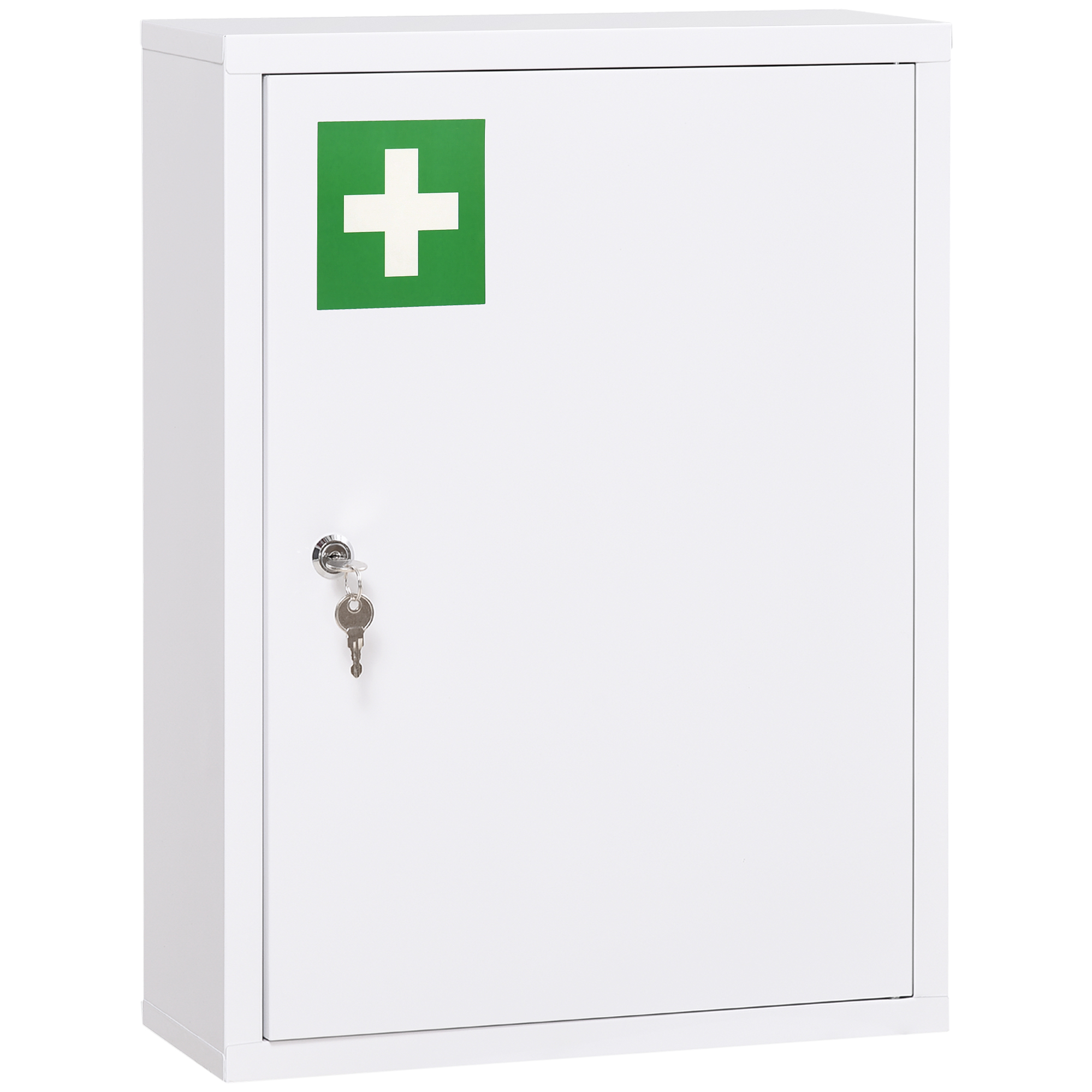 kleankin Dulap de medicamente, 3 rafturi, ușă blocabilă, carcasă de oțel stabilă, alb, 40 x 15 x 53,5 cm | Aosom Romania