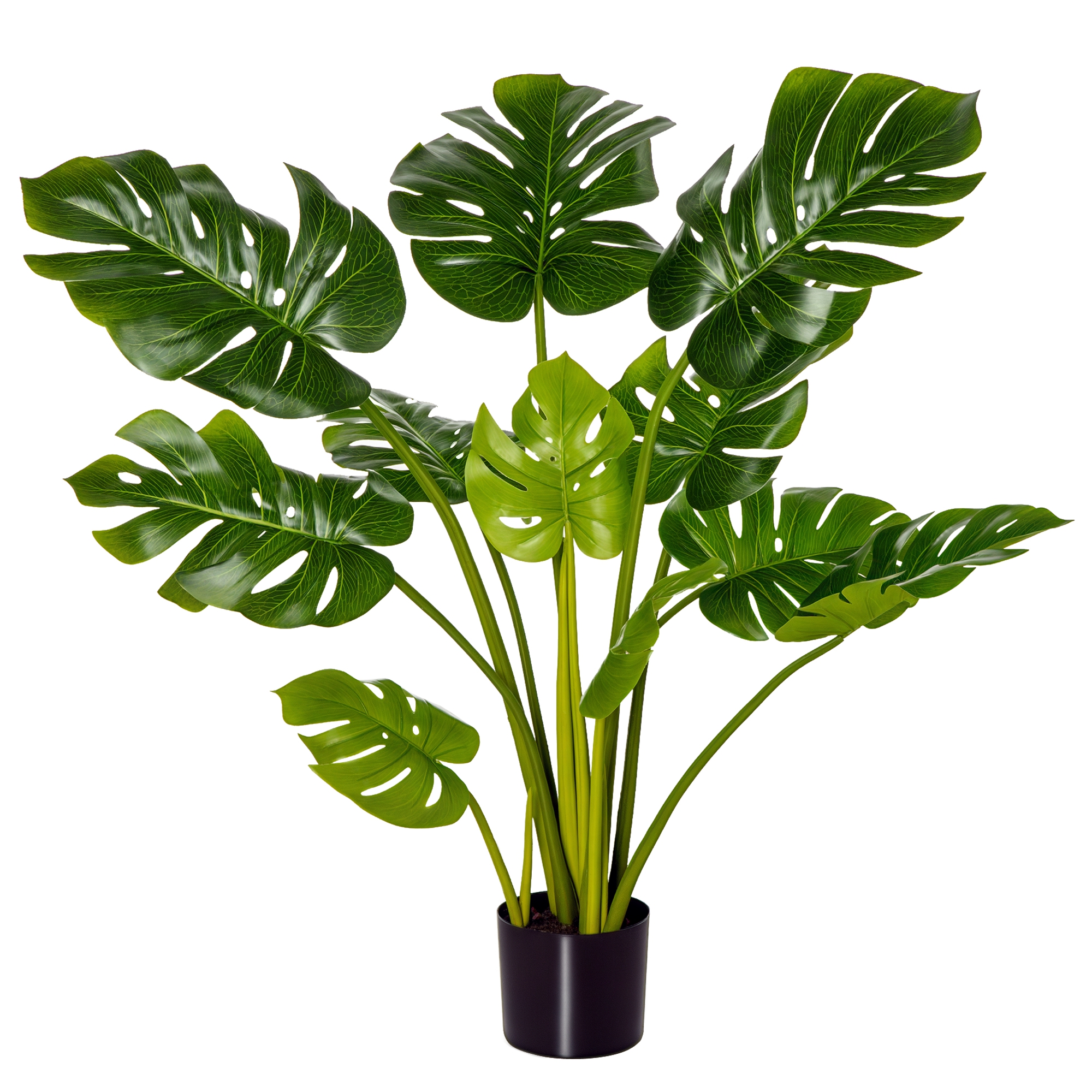 HOMCOM plante artificiale 110 cm Monstera artificială plante de interior și exterior în ghiveci copac artificial plantă decorativă plantă de birou ghiveci din plastic pentru interior și exterior | Aosom Romania