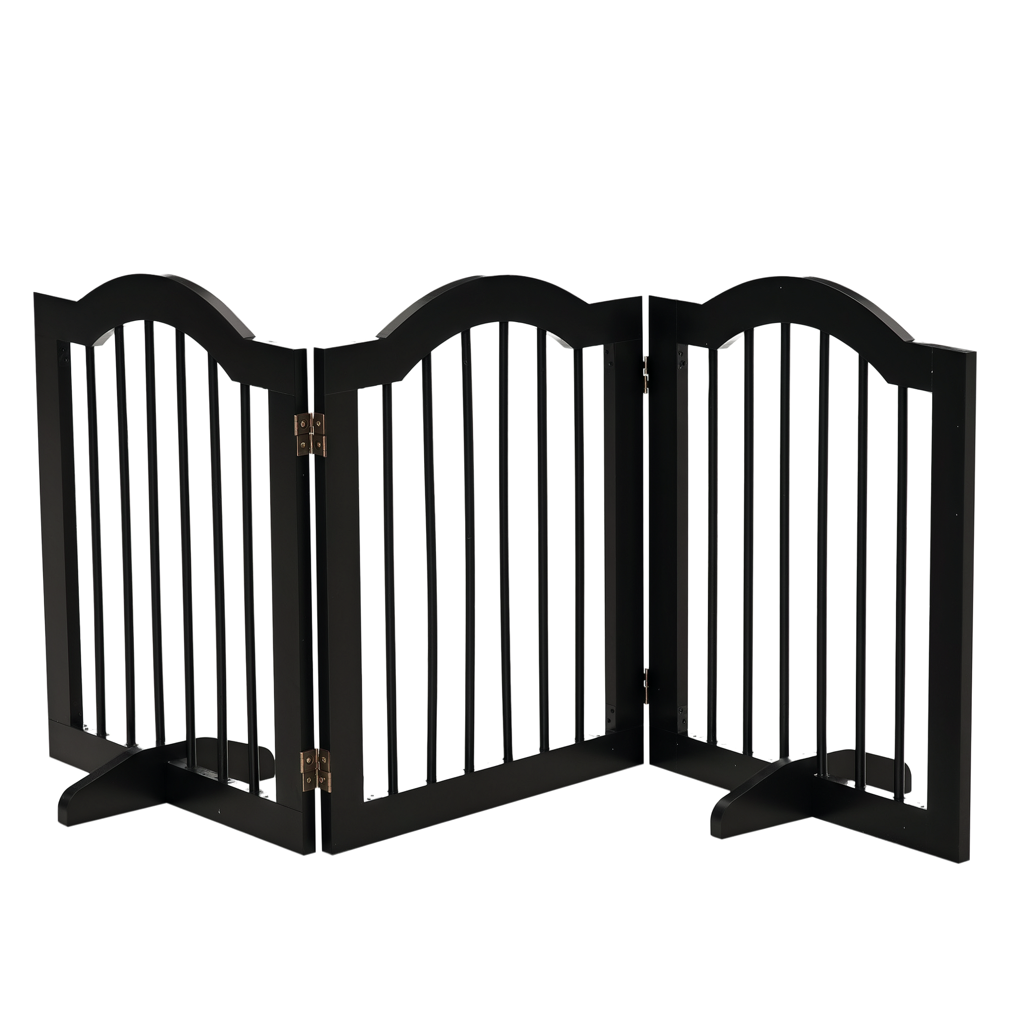 PawHut Barieră de siguranță barieră modulabilă pliabilă pentru animale de companie cu picior de suport MDF lemn masiv 154,5 x 61 cm negru | Aosom Romania