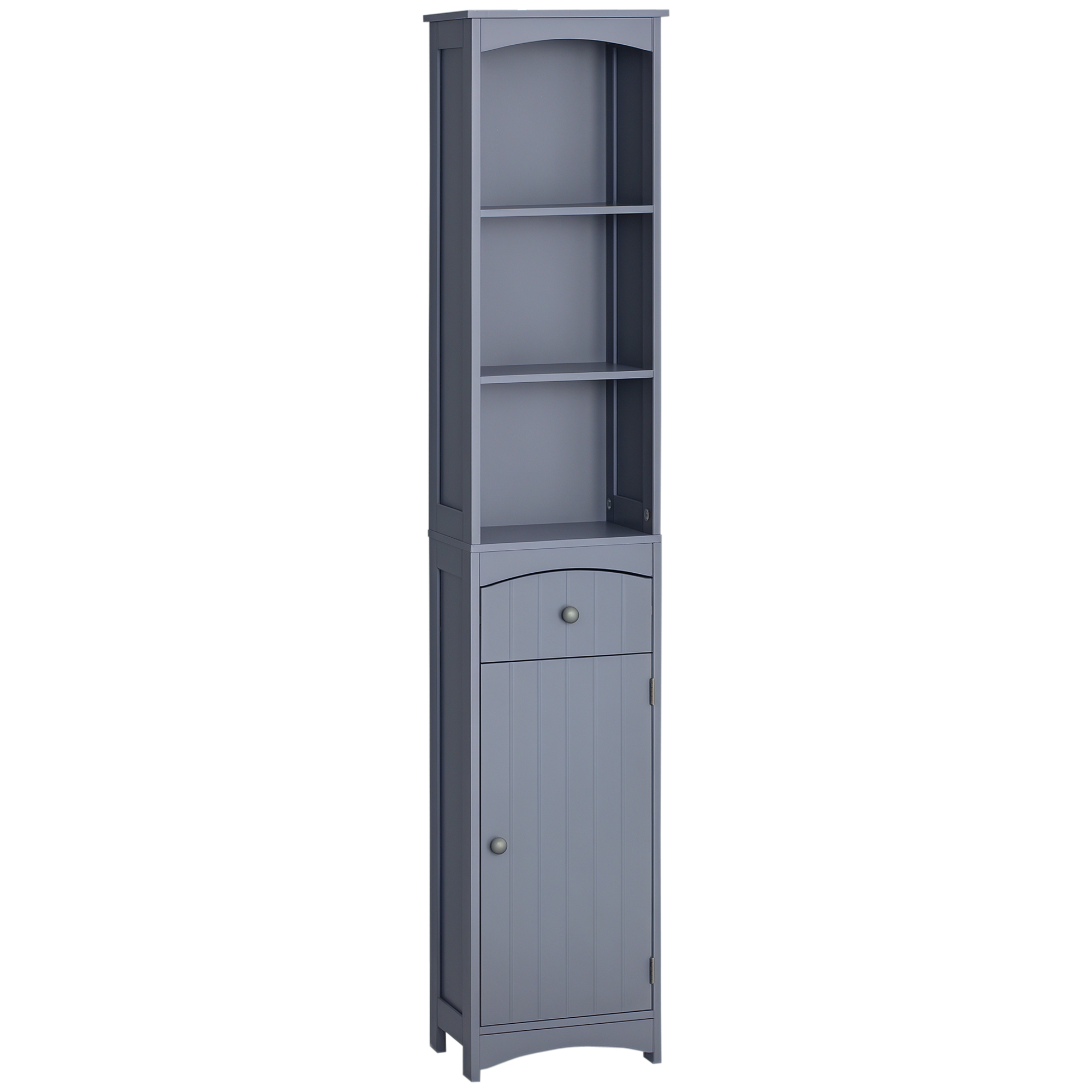 HOMCOM Dulap Înalt de Baie Îngust cu 1 Sertar și 3 Rafturi Deschise Stil Modern 34x24x170 cm Gri | Aosom Romania