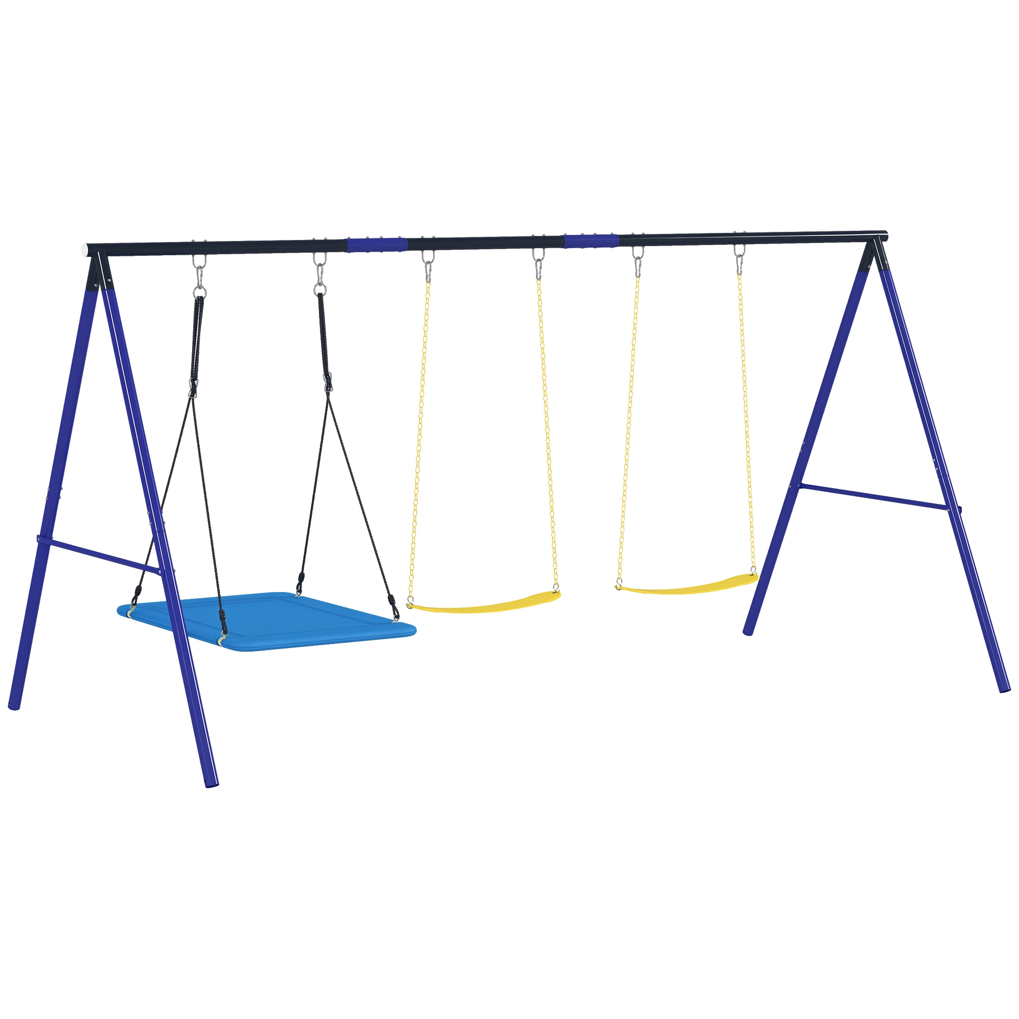 Set de leagăne AIYAPLAY pentru 3 copii, 120 kg capacitate de încărcare, leagăne pentru exterior, Multicolor | Aosom Romania