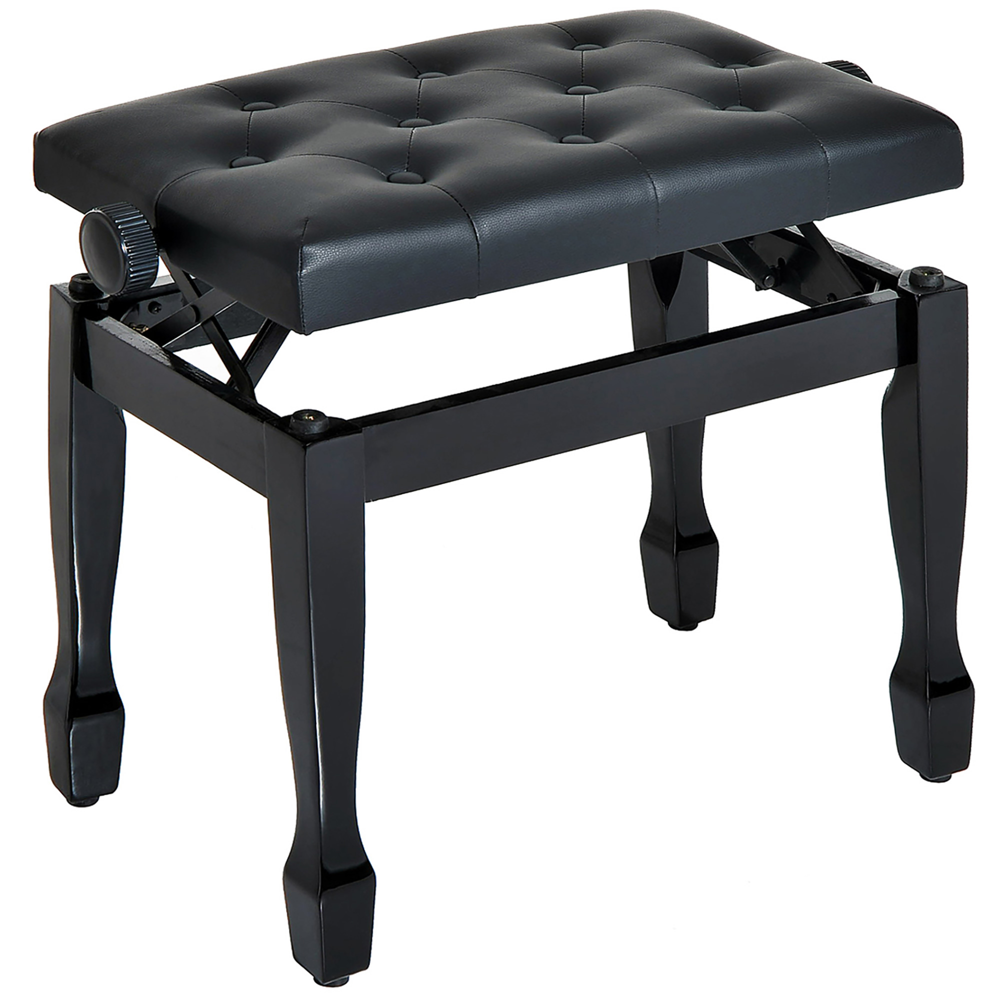 HOMCOM Banc de piano régalable,  banc de clavier, assis confortable en bois,charge 200kg, synthétique noir   Aosom France