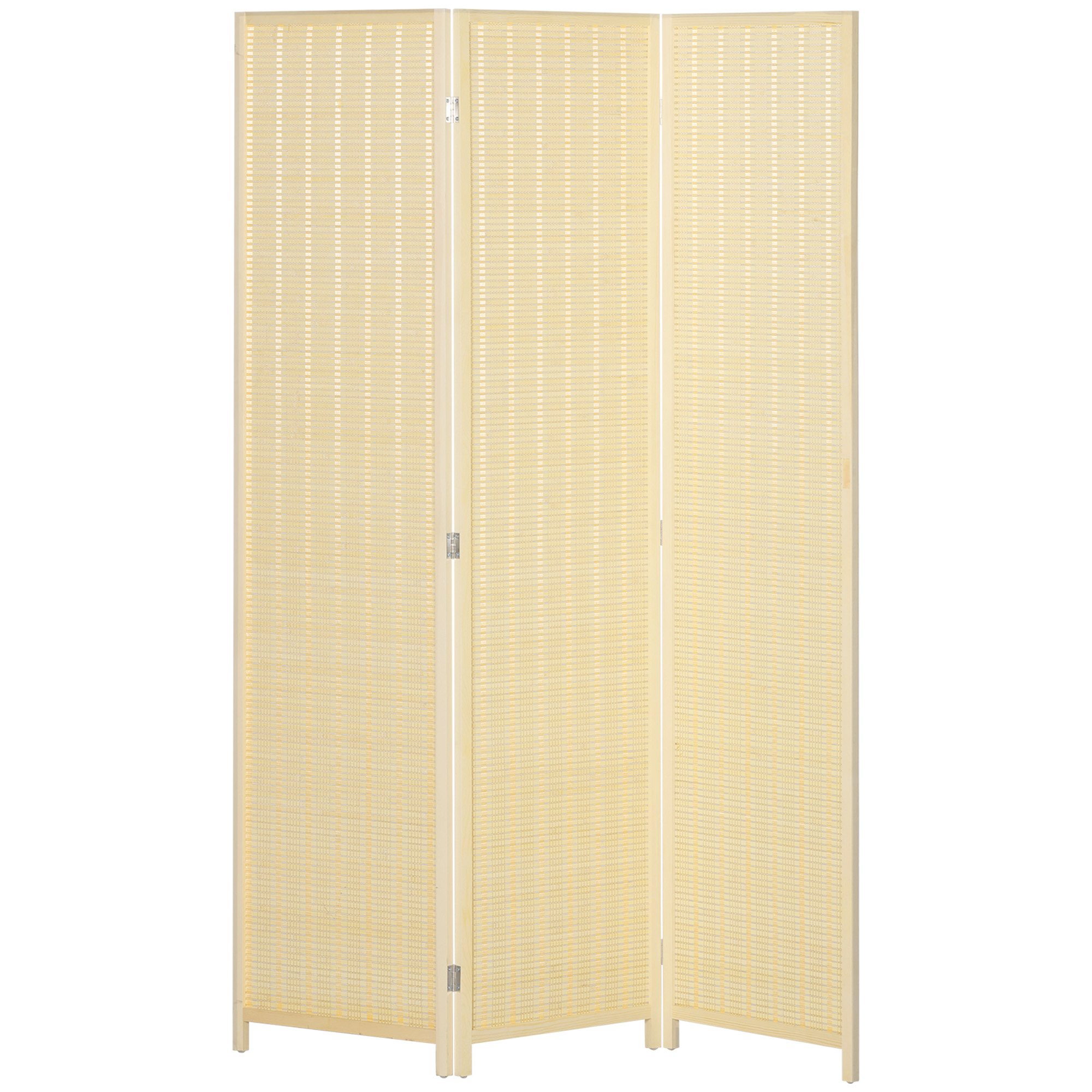 HOMCOM Paravan din lemn separator de camera pliabil cu 3 panouri 135 x 180 cm lemn natural | Aosom Romania