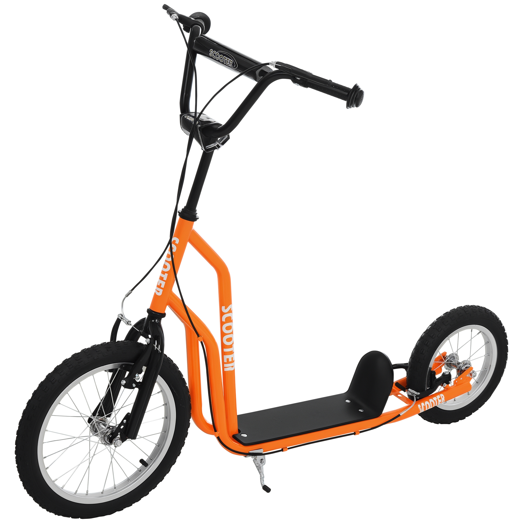 HOMCOM Kinderroller ab 5 jahre Trotinetă Tretinoter Cityroller Copii Scooter Kickboard cu Roți Gonflabile16/12 Inch Portocaliu 135 x 58 x 88-94 cm | Aosom Romania