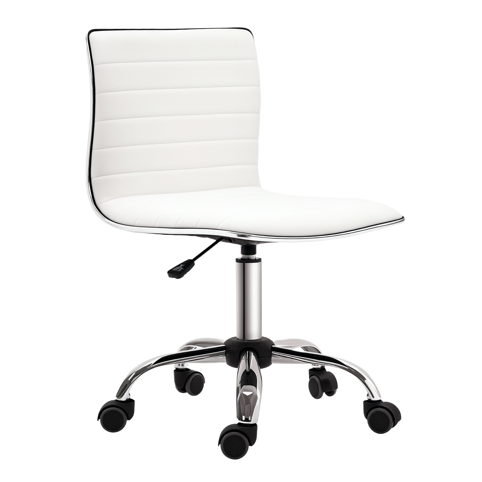 HOMCOM Scaun birou fără brațe, scaun de birou, înălțime reglabilă, șezut și spătar căptușite, 48x52x78-90cm, alb | Aosom Romania