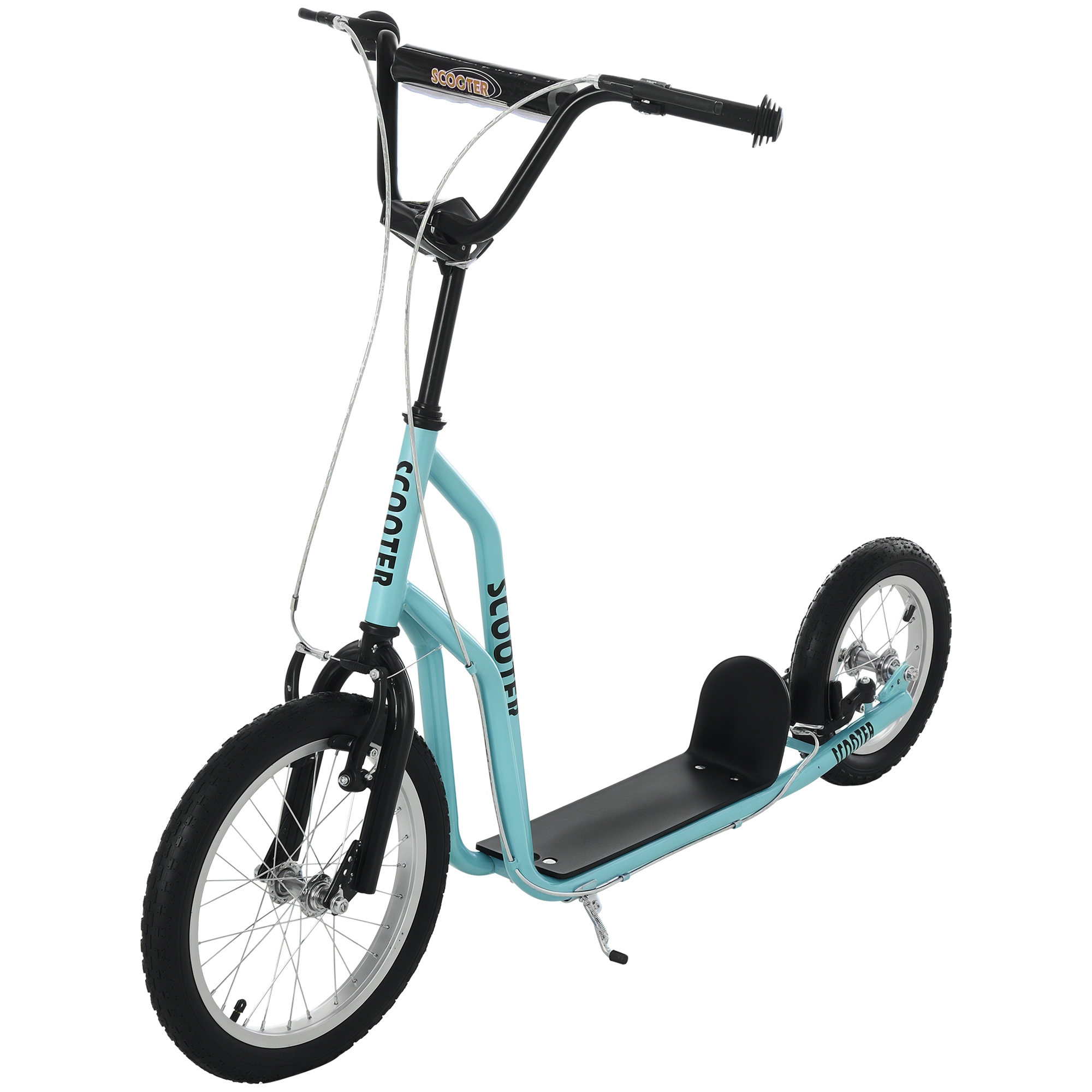 HOMCOM Kinderroller ab 5 jahre Scooter Tretroller Cityroller Kinder Roller Kickboard cu roti gonflabile 16/12 inci Albastru 135 x 58 x 88-94 cm | Aosom Romania