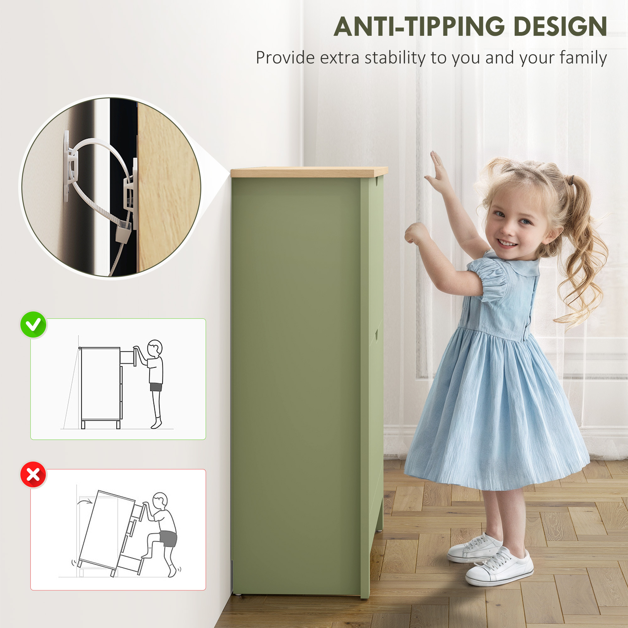 HOMCOM Slim Shoe Cabinet, Narrow Shoe Cupboard with 2 Flip Drawers, Adjustable Shelves for 12 Pairs of Shoes, Green 7