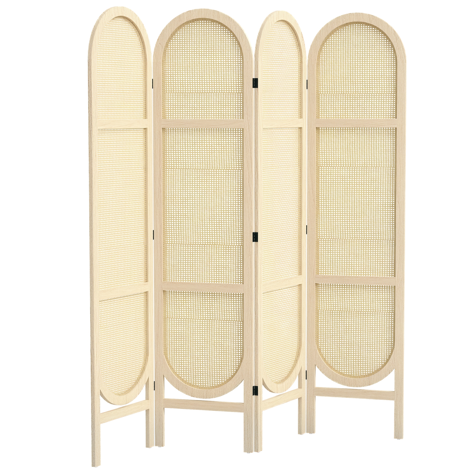HOMCOM Paravan interior din lemn, 4 panouri, 170 x 160 cm, pliabil si portabil, model impletit manual, lemn natural | Aosom Romania