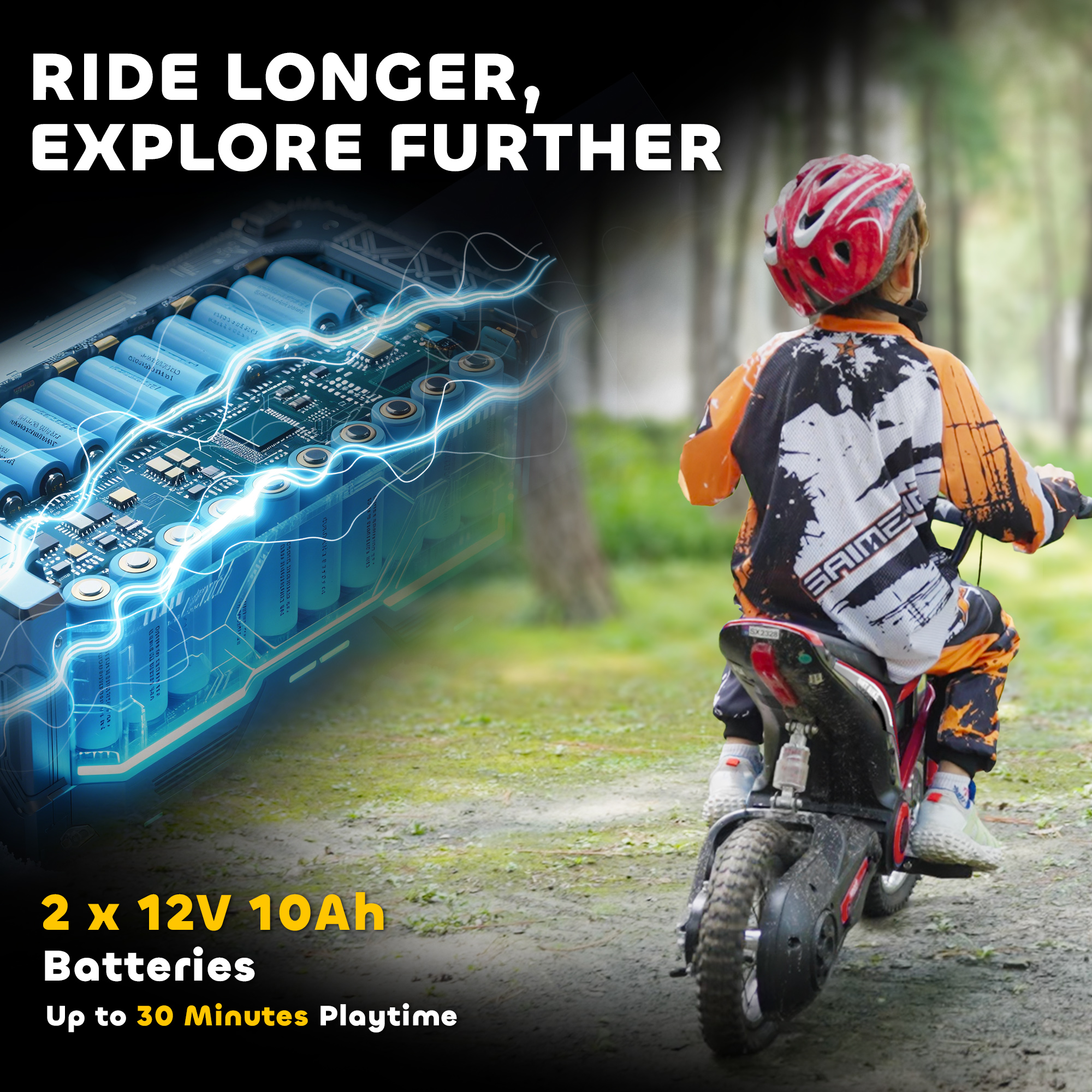 HOMCOM 24V Electric Motorbike 18km/h with Twist Grip Throttle, Enhanced Power and Extended Range Red 6