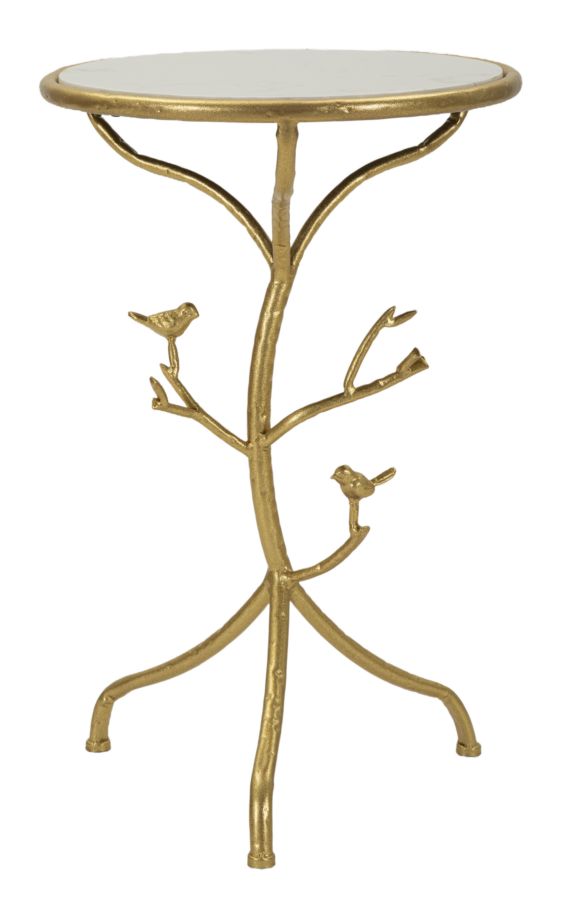 Mauro Ferretti Măsuță Mică Birds Marble, Diametru 38 Cm, Înălțime 60 Cm | Aosom Romania