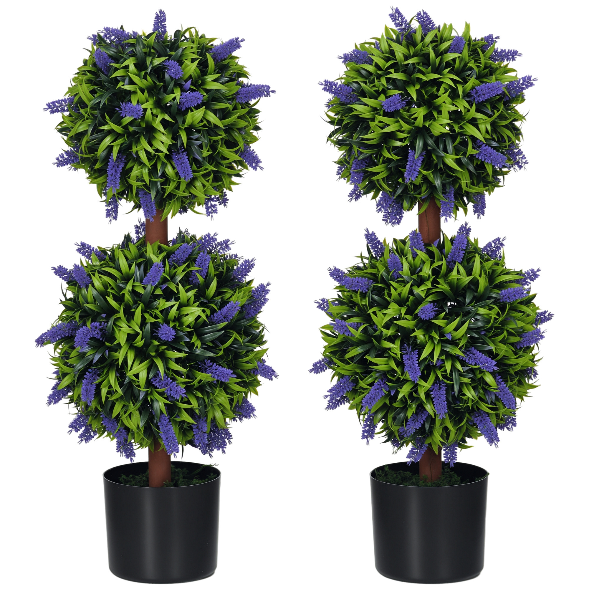 HOMCOM Set de 2 plante artificiale, plantă artificială rezistentă la UV în ghiveci, 70 cm plantă de interior pentru camera de zi, grădină | Aosom Roma