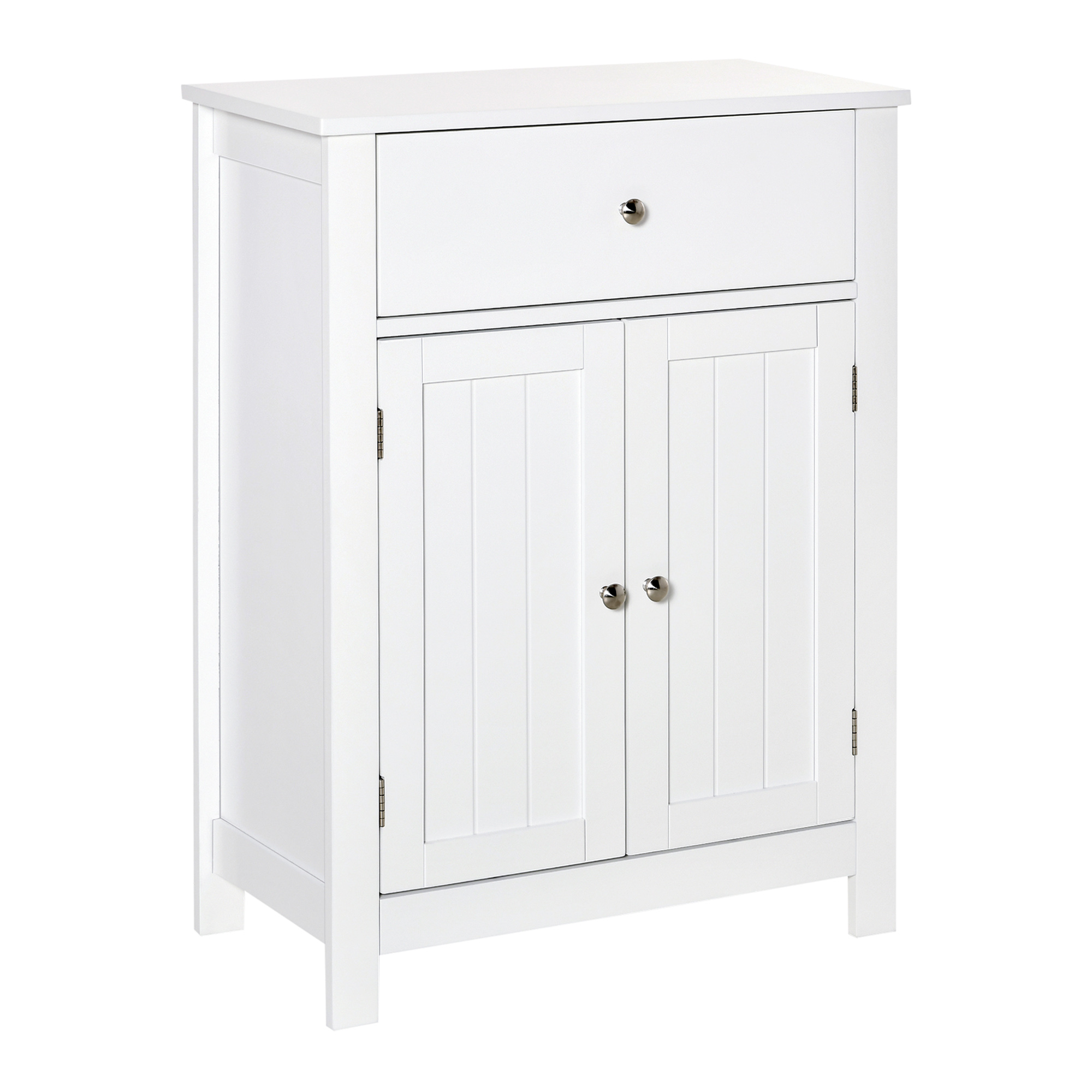 Kleankin Dulap de Baie cu 1 Sertar 2 Uși și Raft Interior Reglabil Mobilier Auxiliar de Depozitare Multifuncțional pentru Sufragerie Bucătărie Antivuelco 60x30x80 cm Alb | Aosom Romania