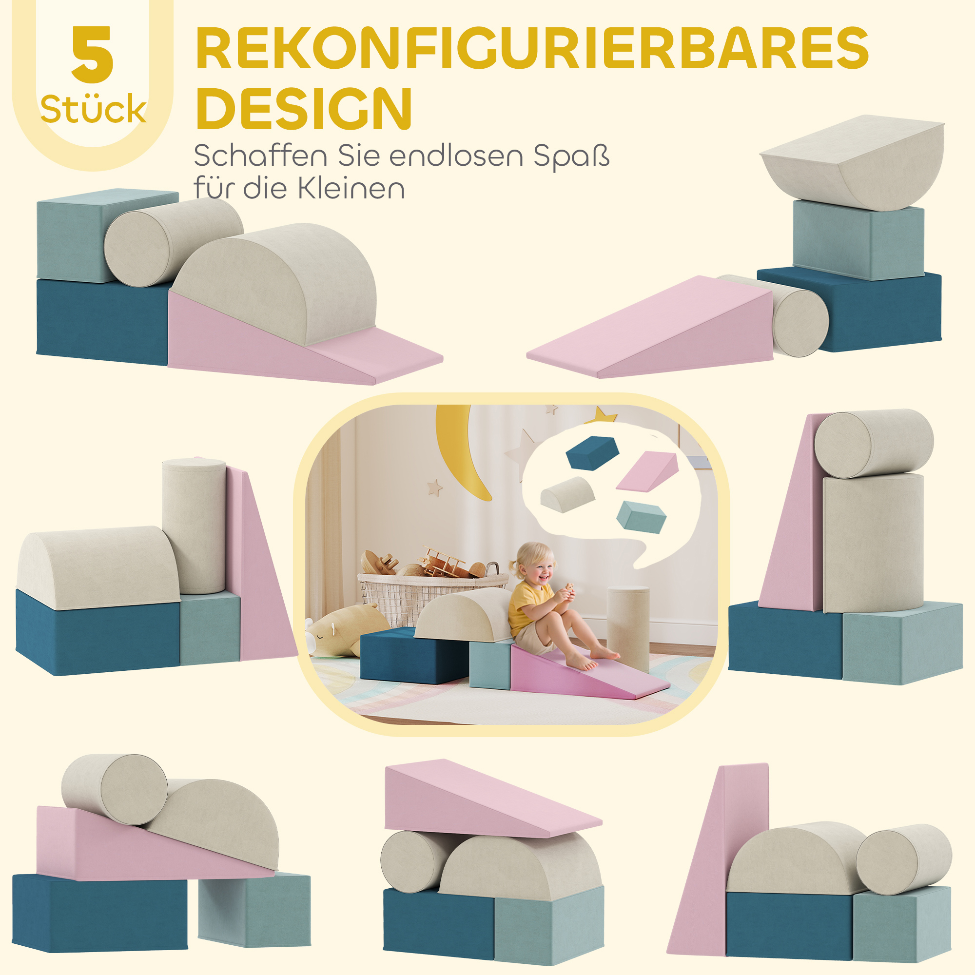 AIYAPLAY Kinder Schaumstoff Bausteine 5 Stück Klettern Riesenbausteine Softbausteine Grossbausteine Mit Samtoptik Bausteinset Baukloetze Bunt 321645383 AIYAPLAY Kinder Schaumstoff Bausteine 5 Stück Klettern Riesenbausteine Softbausteine Grossbausteine Mit Samtoptik Bausteinset Baukloetze Bunt 321645383