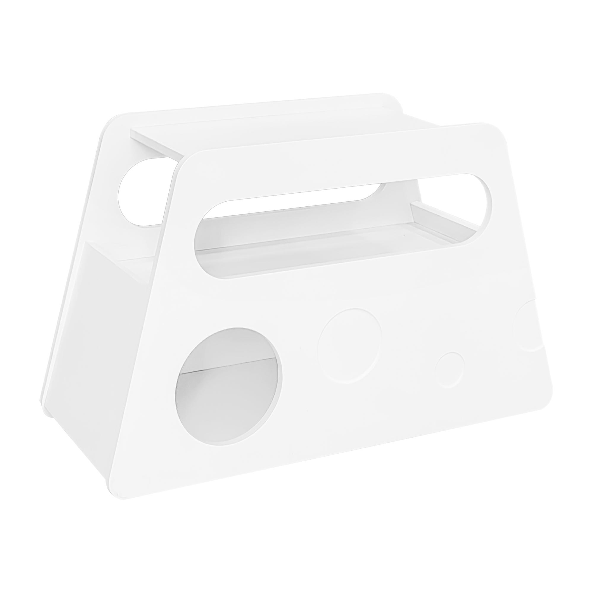 Tavolino con ruote, angoli arrotondati, mobile, salvaspazio, per soggiorno e camera da letto, 81x33x51,5 cm, Bianco