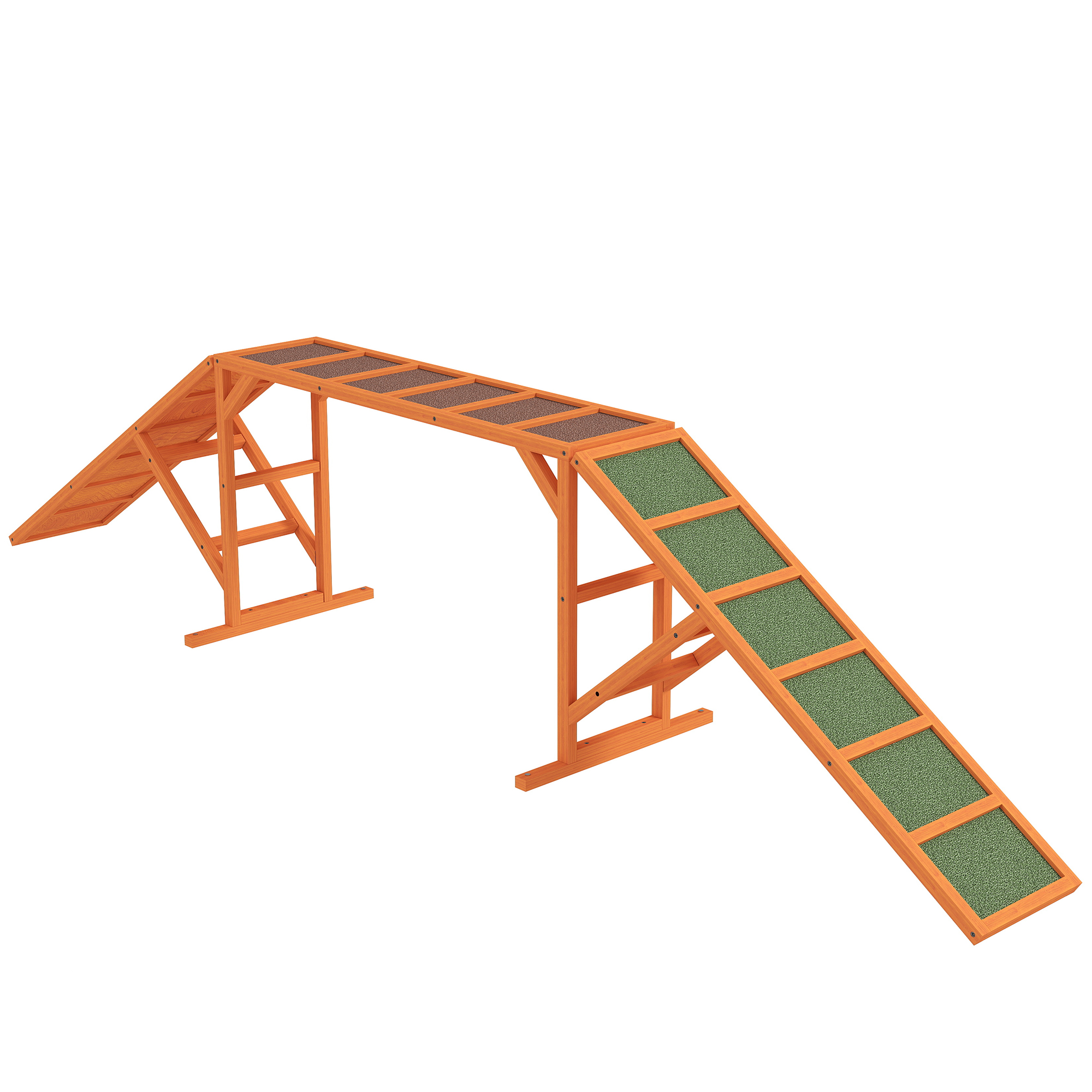 PawHut Hunde Agility Steg Agility-Ausrüstung für Hunde mit Sicherheitsstange, rutschfeste Oberfläche Agility-Gerät für Garten, 325 x 55 x 69 cm, Orange Aosom