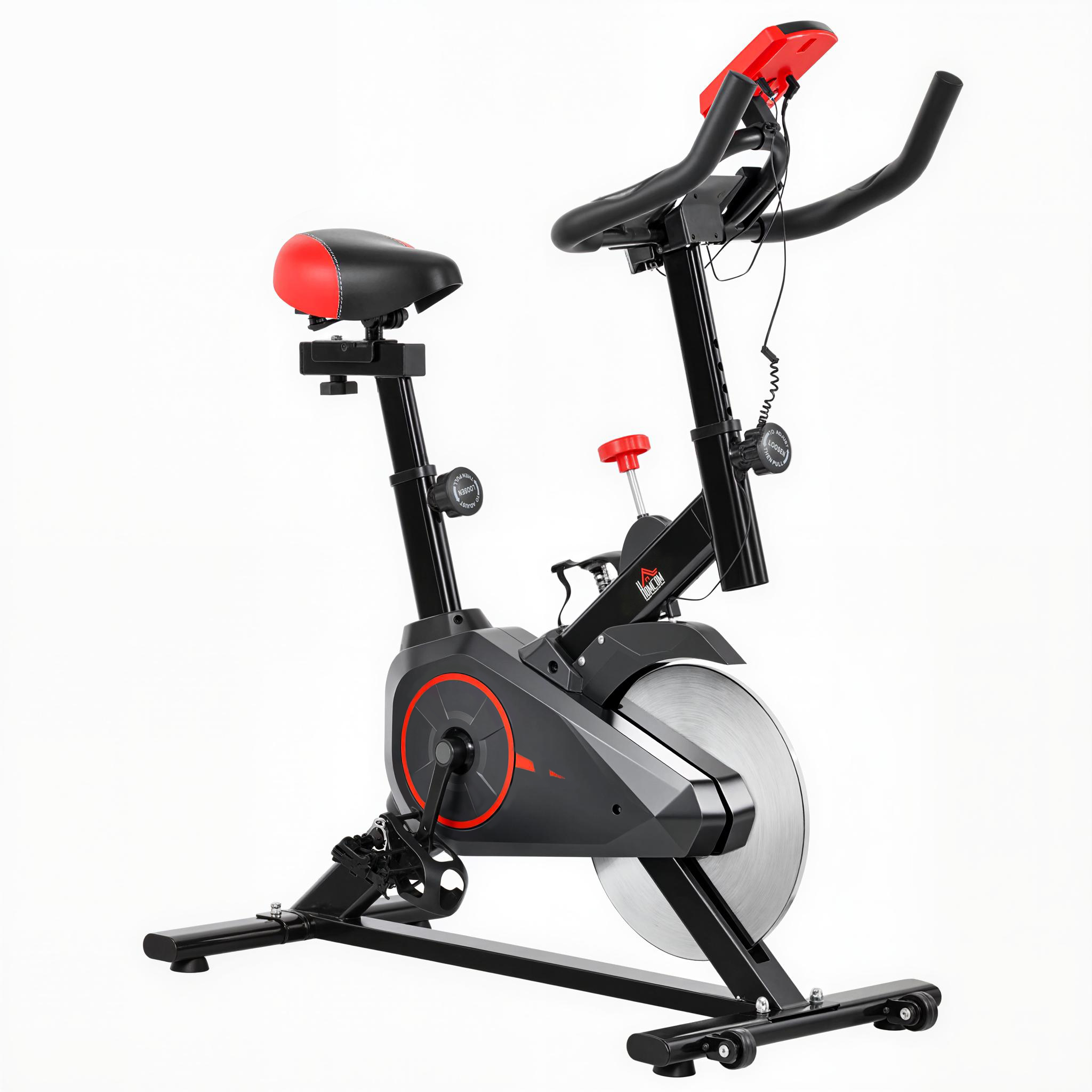 Image of HOMCOM Cyclette Professionale da Camera con Sella Regolabile, Monitor e Volano 6kg, Allenamento Aerobico Fitness, 85×46×114cm Aosom006