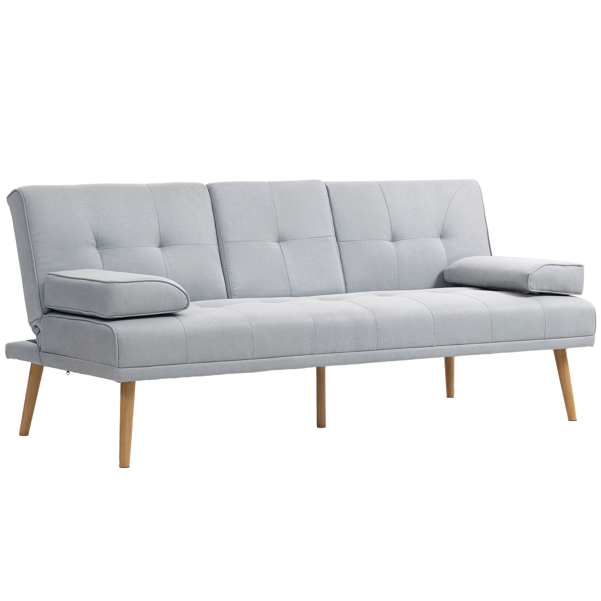 HOMCOM Schlafsofa  Bequeme Schlafcouch, 3 Sitzer, Sofabett, Leinen, Hellgra günstig online kaufen
