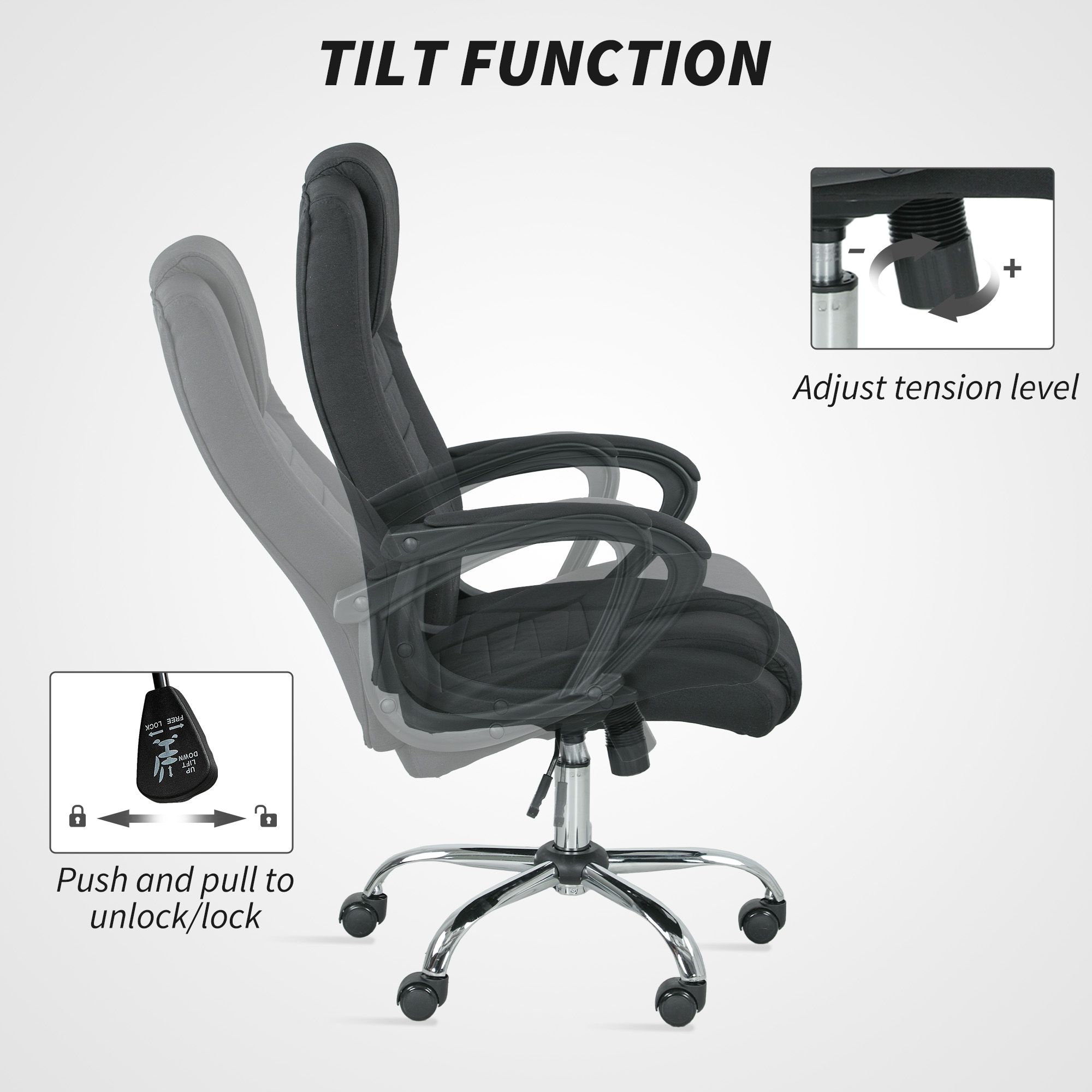 Vinsetto Linen-Look Swivel Office Chair Black 6
