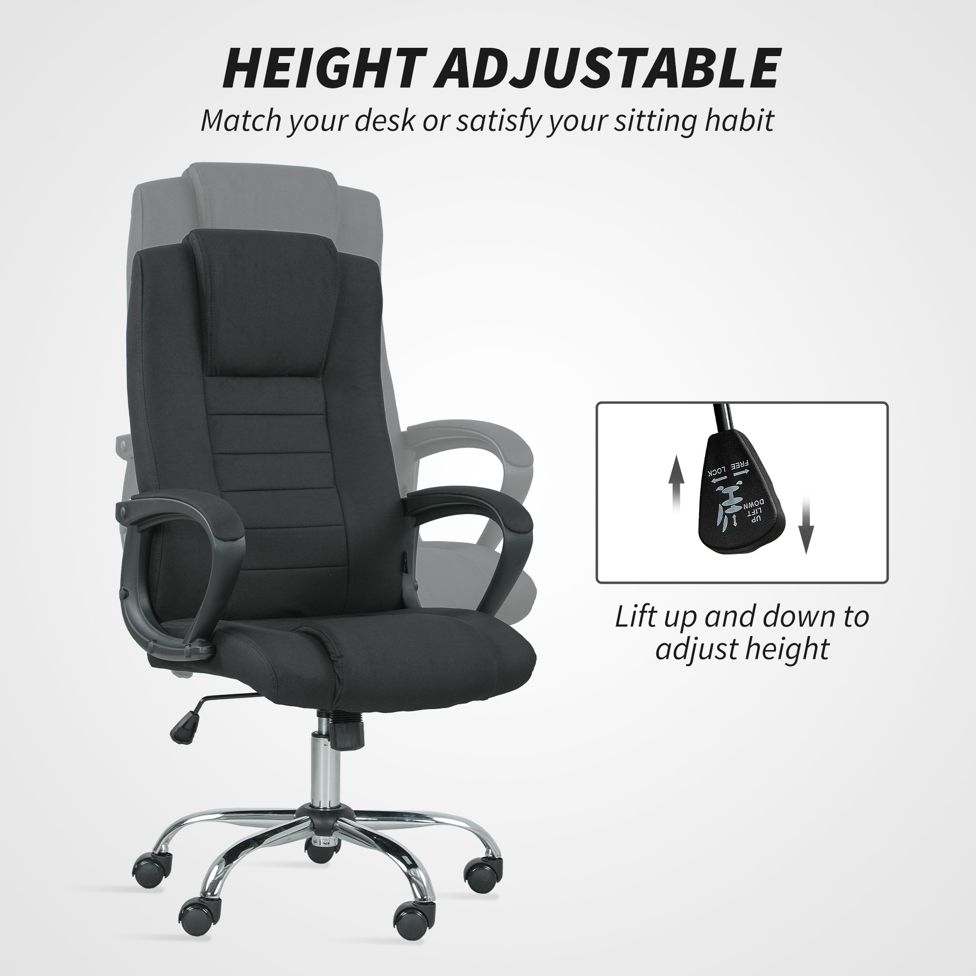 Vinsetto Linen-Look Swivel Office Chair Black 4