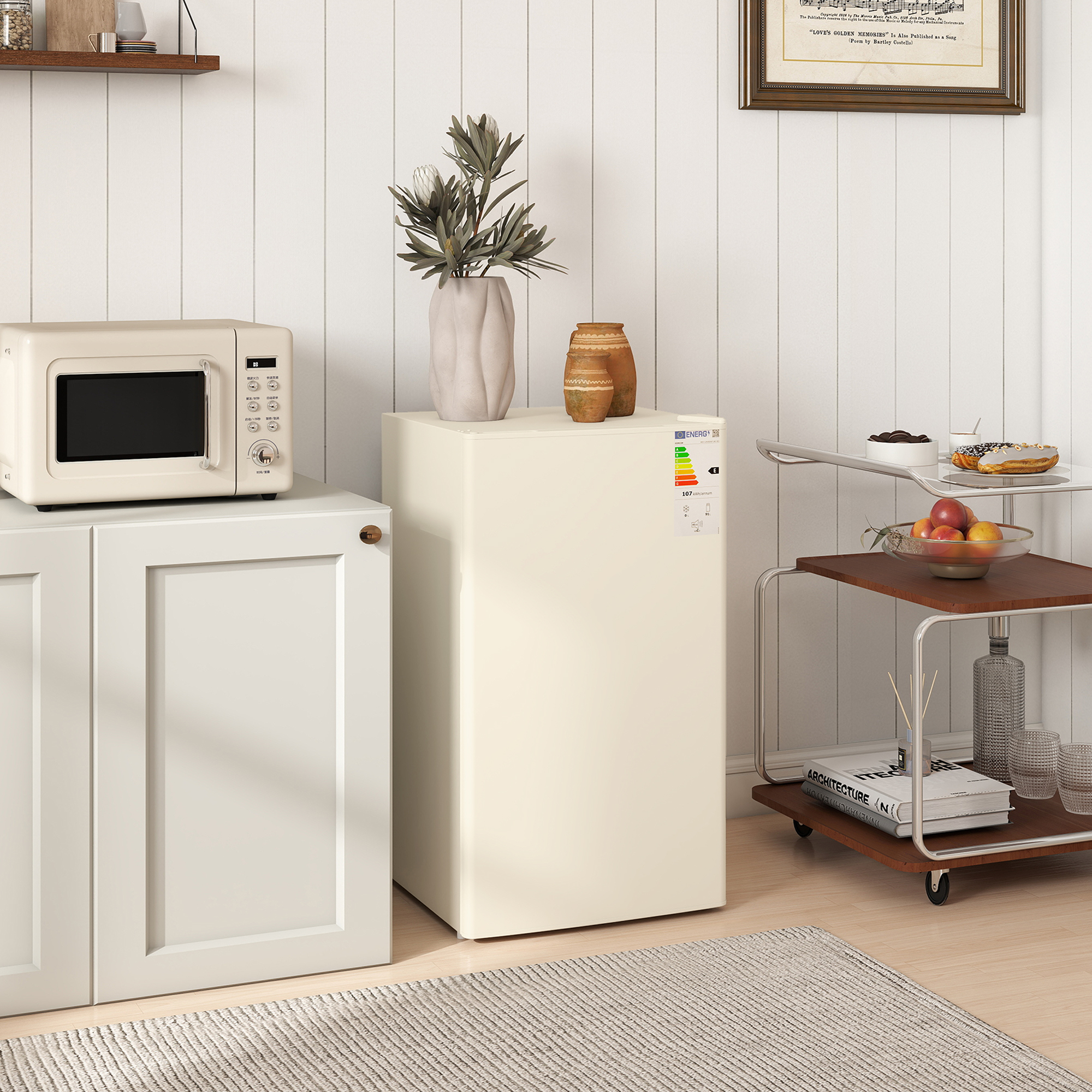 HOMCOM 91 Litre Freestanding Under Counter Fridge Freezer, Small Fridge with Chiller Box, Adjustable Thermostat, 47.5cm Wide, Beige 9