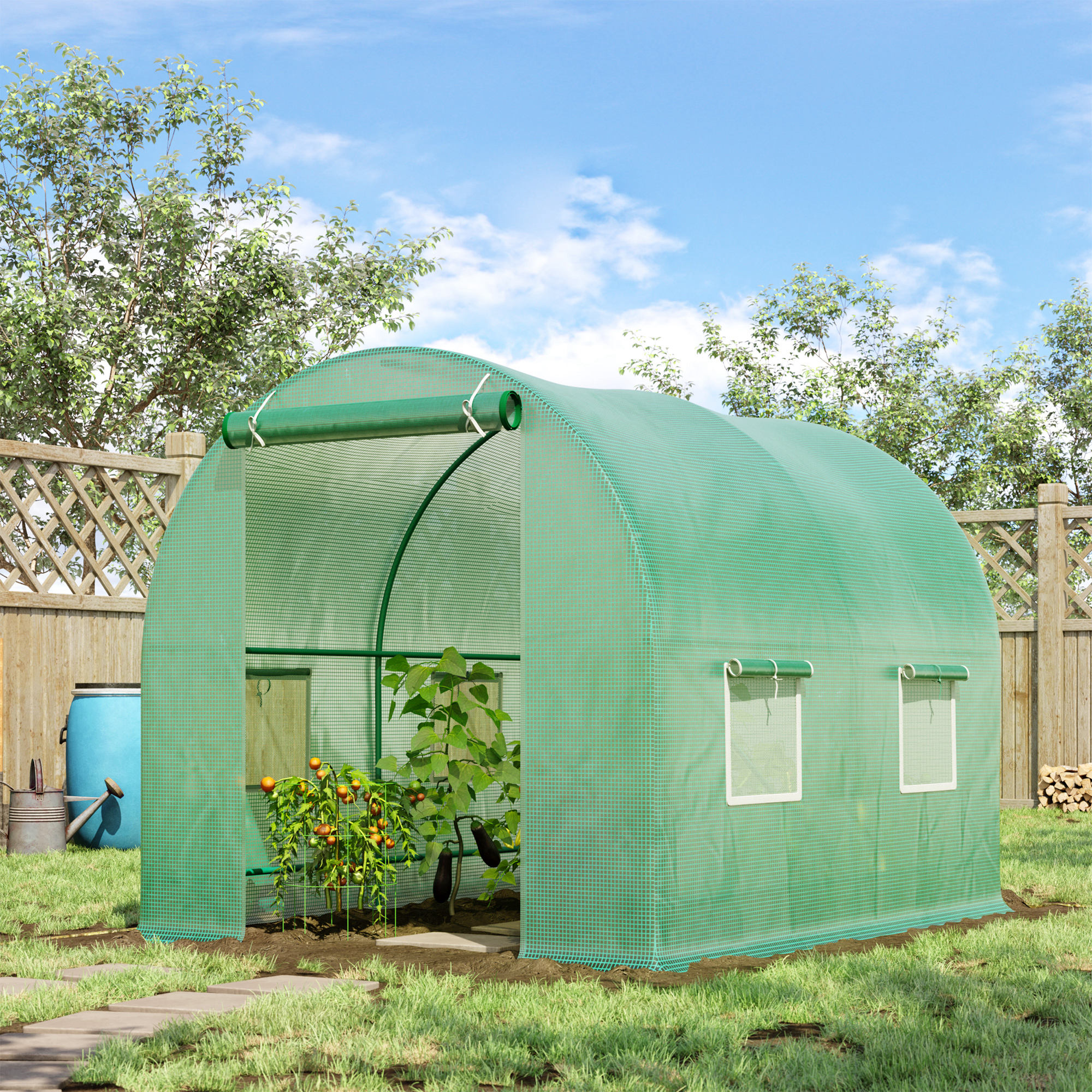 Outsunny 245 x 200cm Polytunnel Greenhouse Green 2