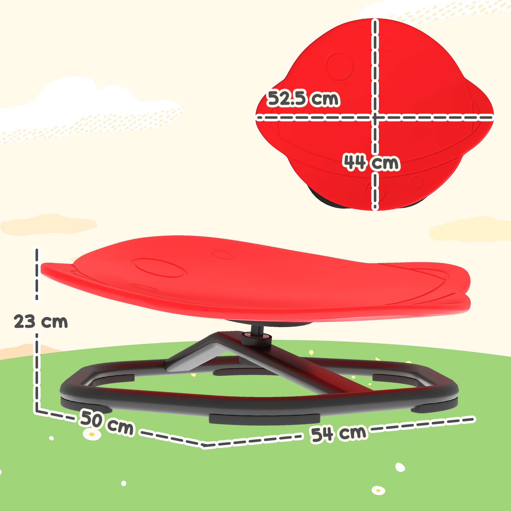 AIYAPLAY Planet-Shaped-kids Swivel Chair, Sensory Spinning Chair for Balance, Coordination Training, Red 3