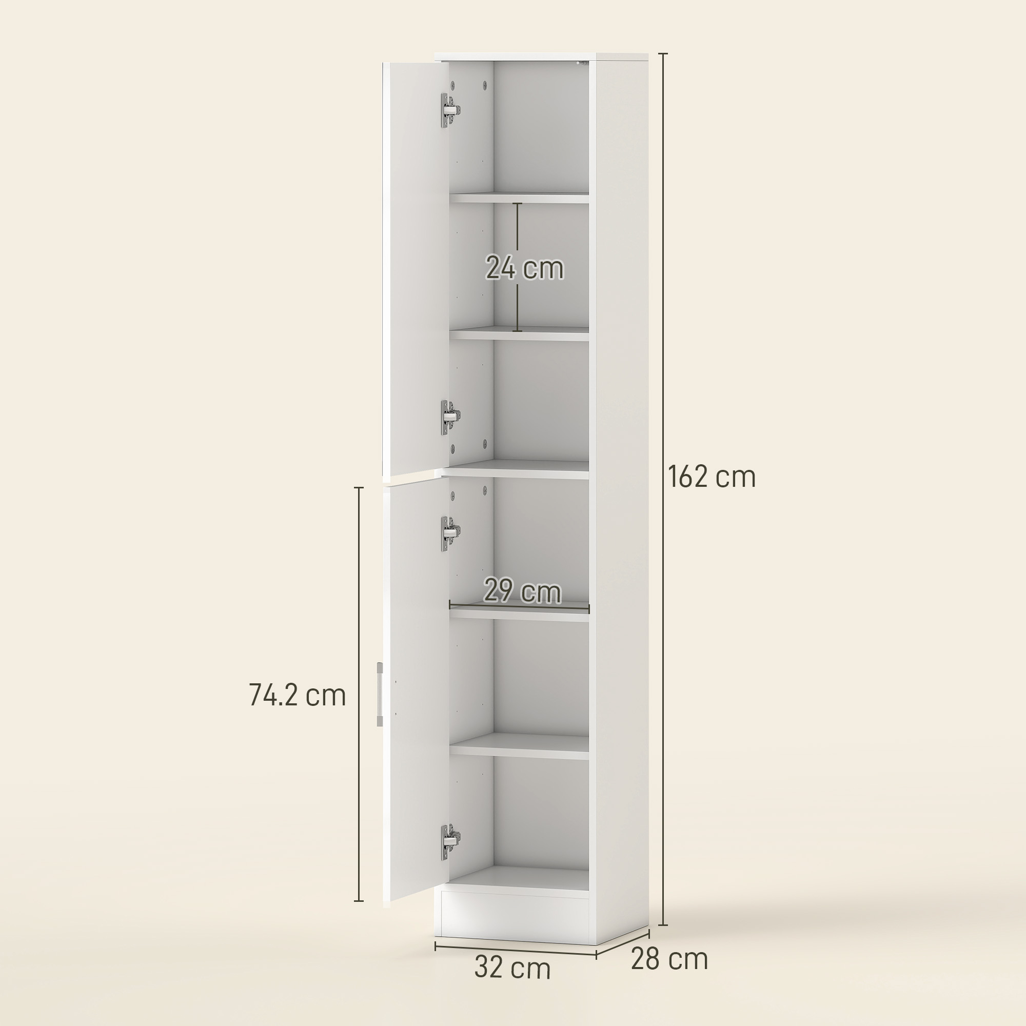 kleankin Tall Bathroom Cabinet with Mirror and Adjustable Shelf High Gloss White 3