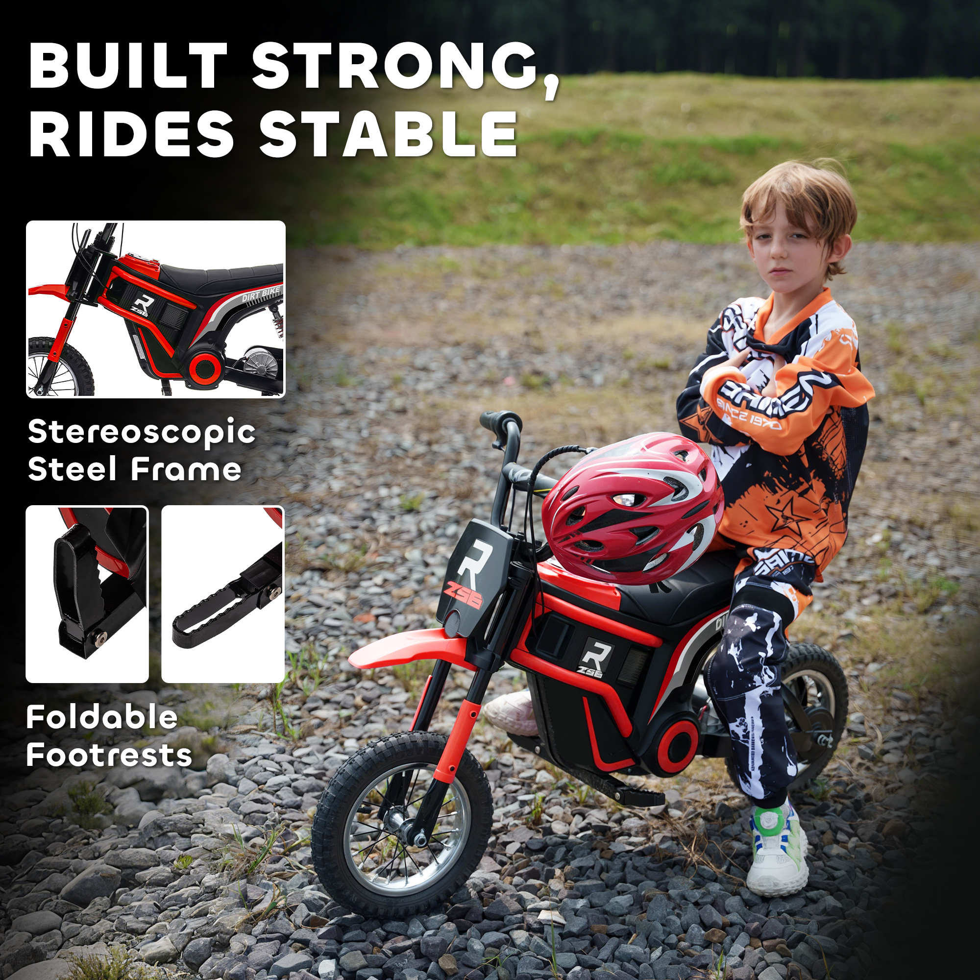 HOMCOM 24V Electric Motorbike 18km/h with Twist Grip Throttle, Enhanced Power and Extended Range Red 9