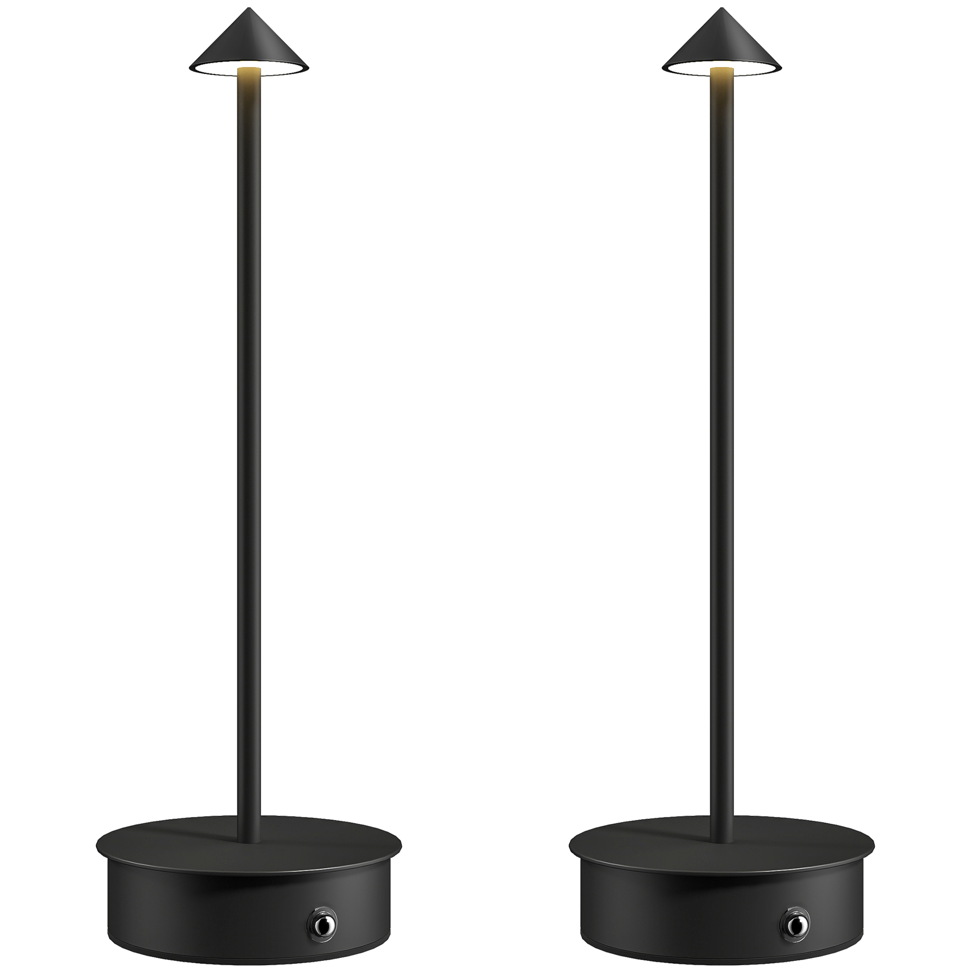 HOMCOM Jeu de 2 Lampes de Table LED Rechargeables avec USB et Commande Tactile et Lumière Réglable Ø10x30 cm Noir
