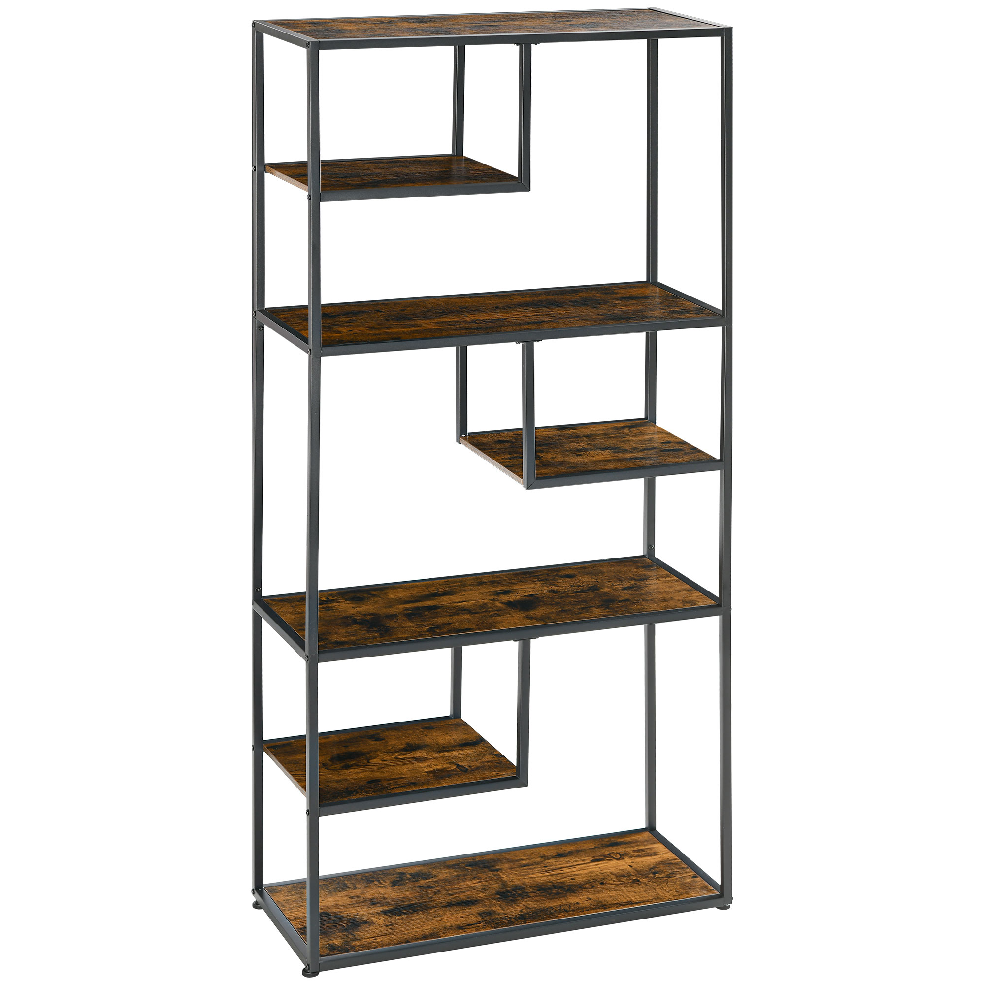 HOMCOM Mobile Libreria a 7 Livelli in Legno e Acciaio Stile Industriale, 83x34x180 cm, Marrone   Aosom Italy